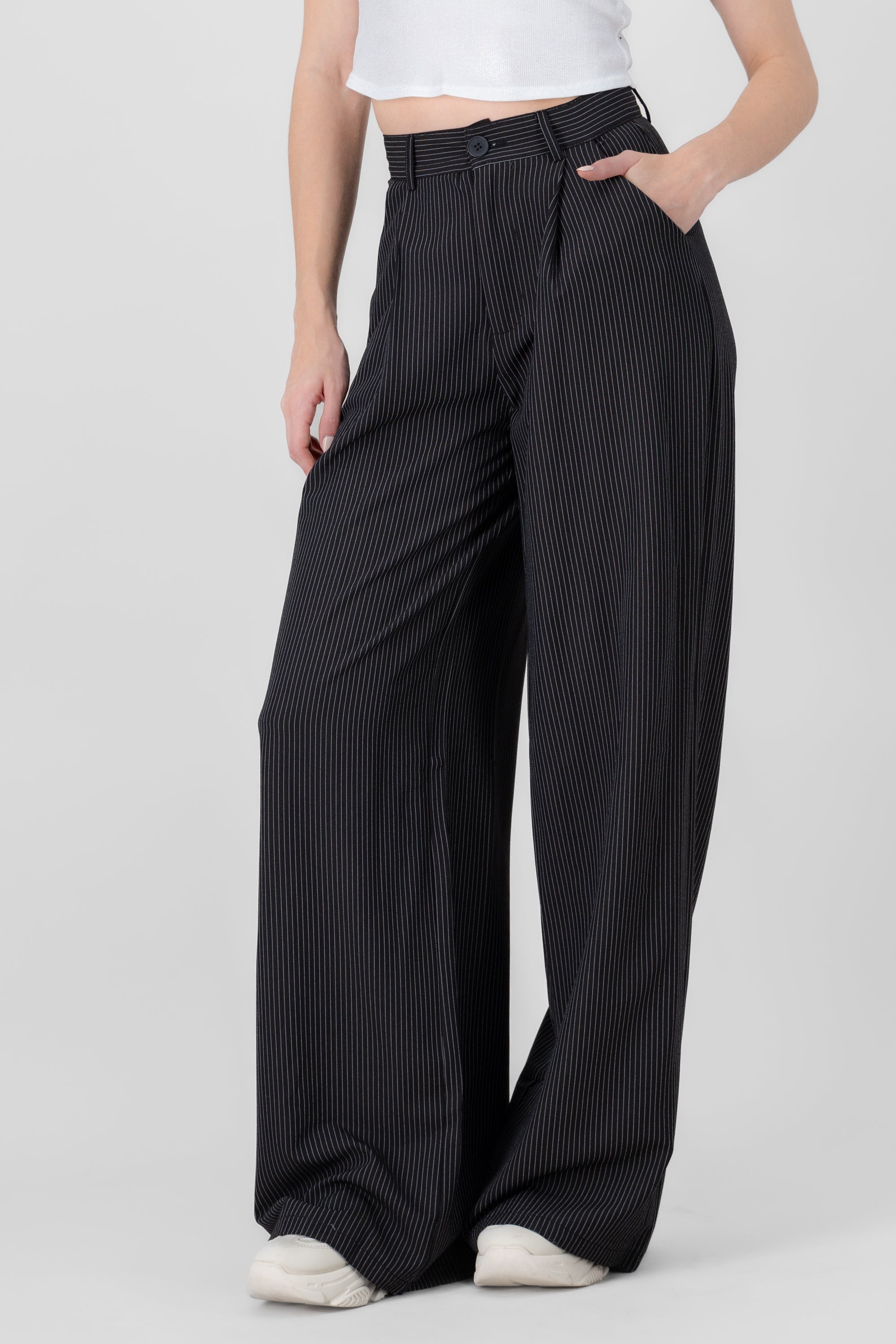 Striped Detail Tailored Pants BLACK COMBO