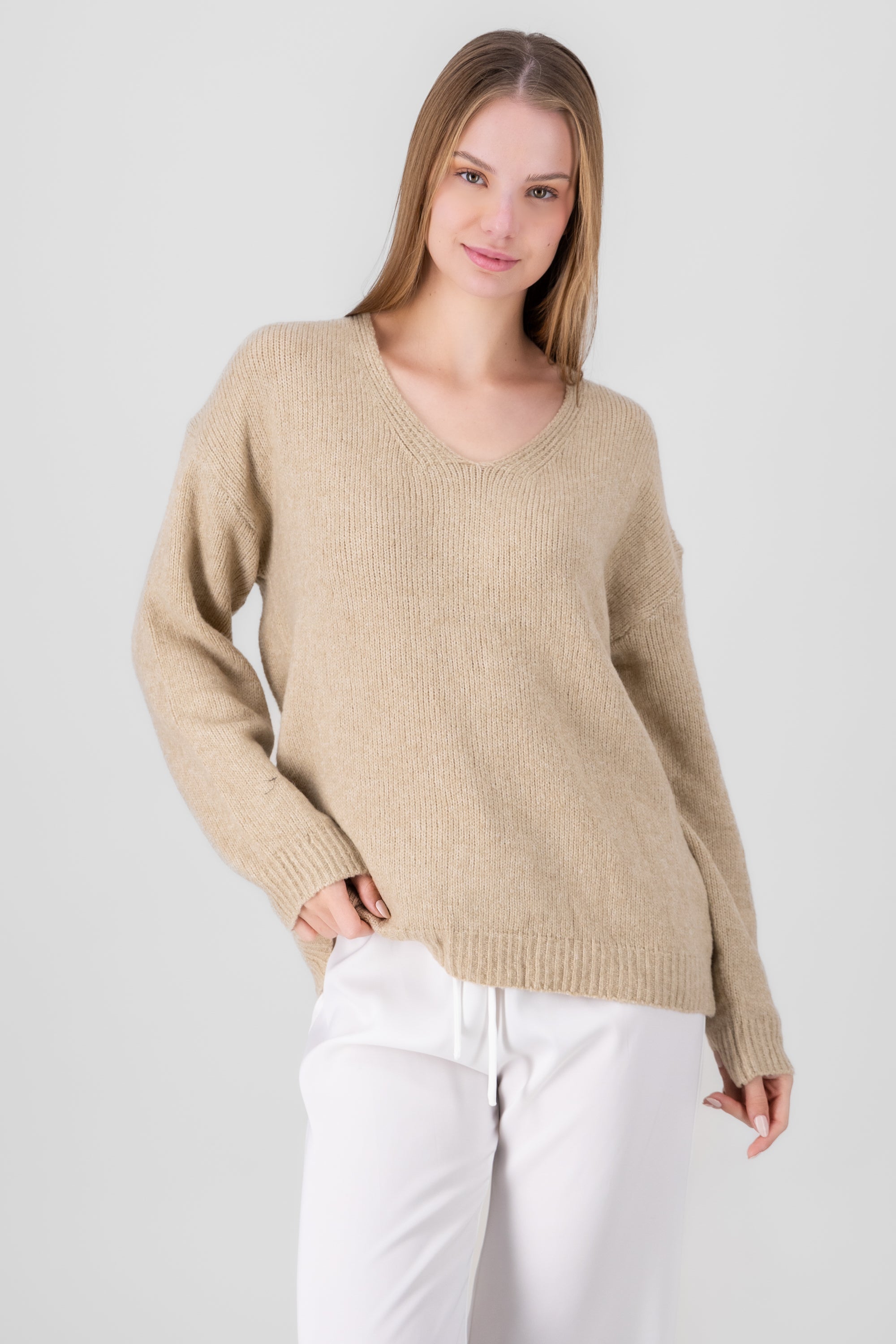 Oversized Knit Sweater BEIGE