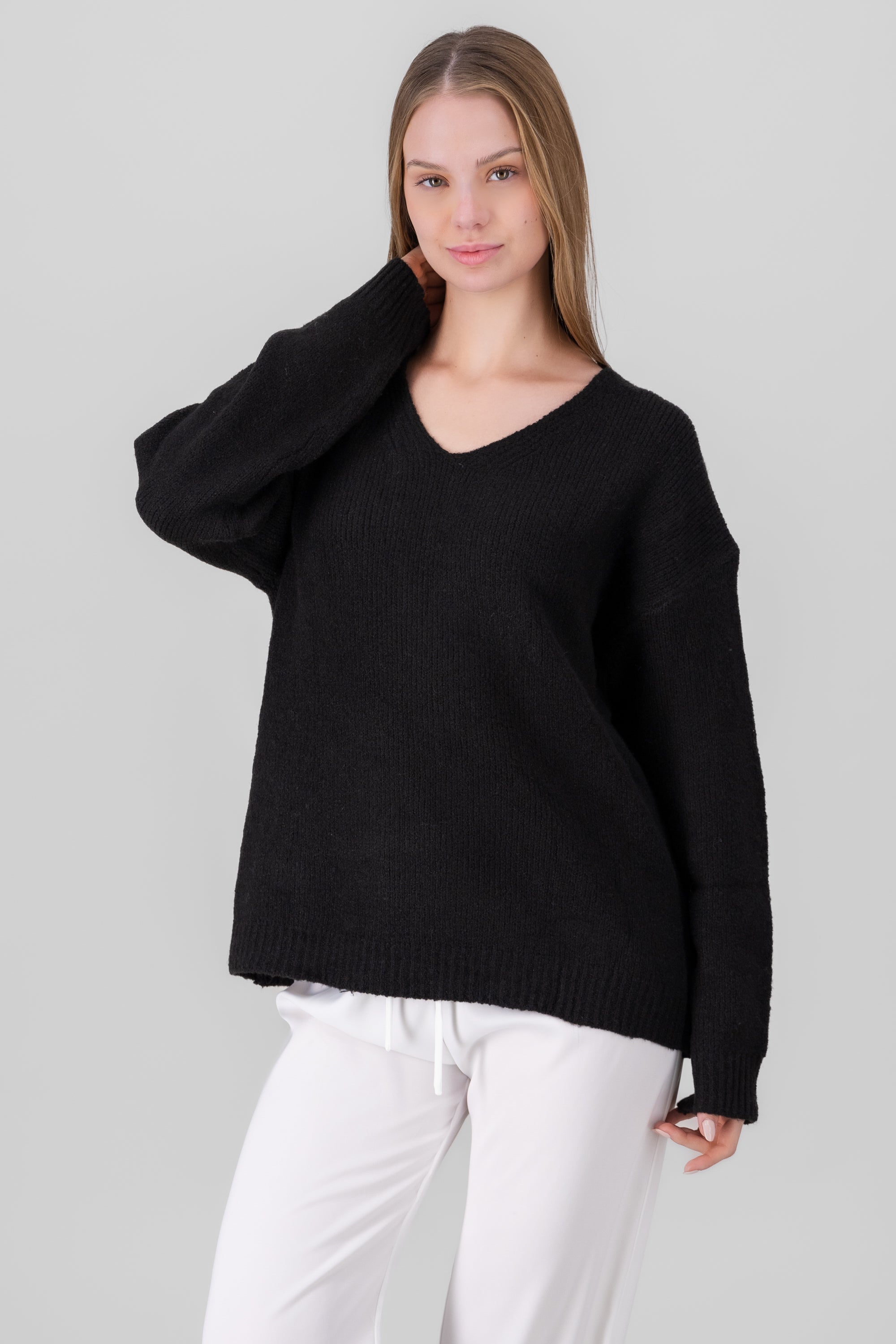 Oversized Knit Sweater BLACK