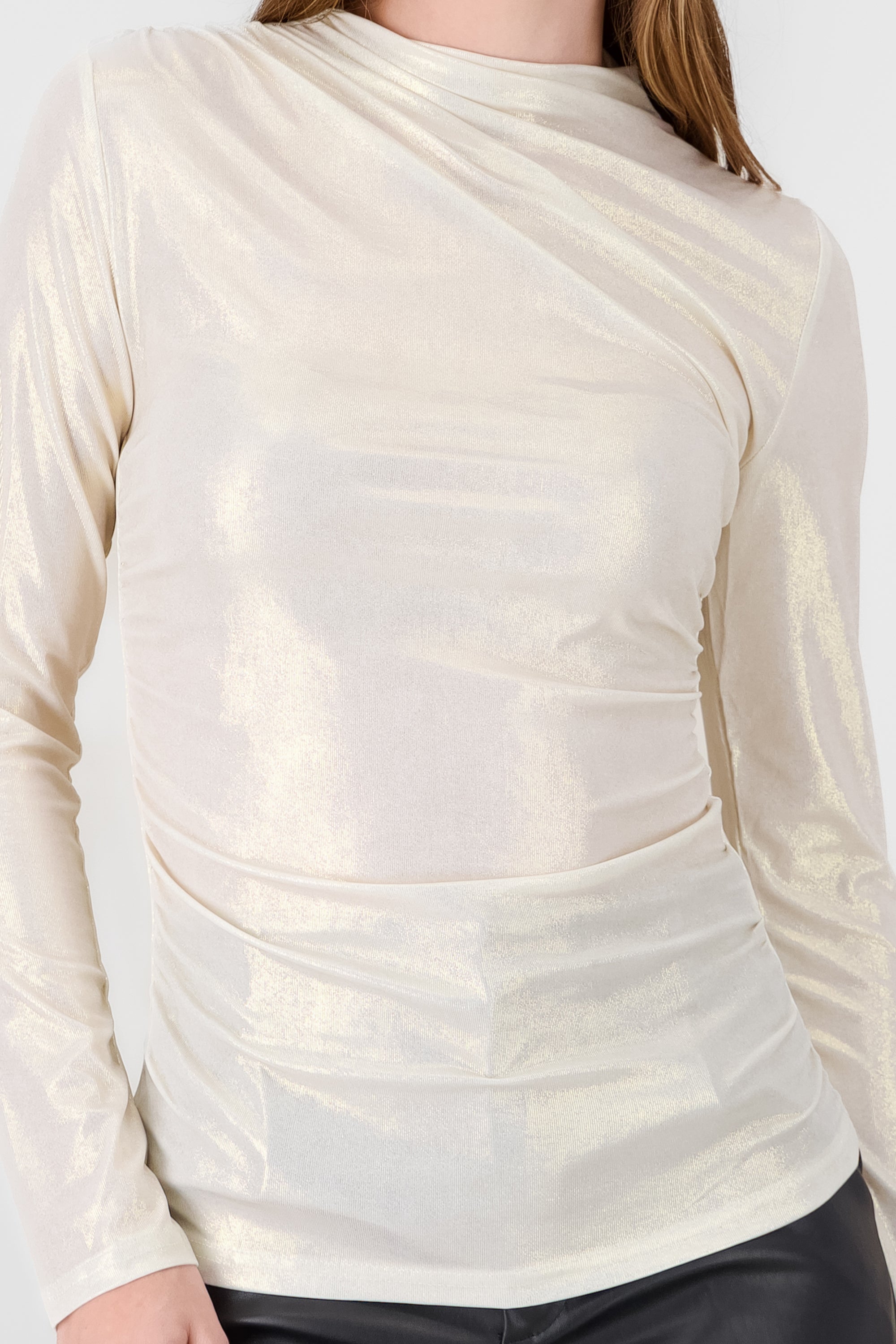 Metallic Long Sleeve Blouse IVORY