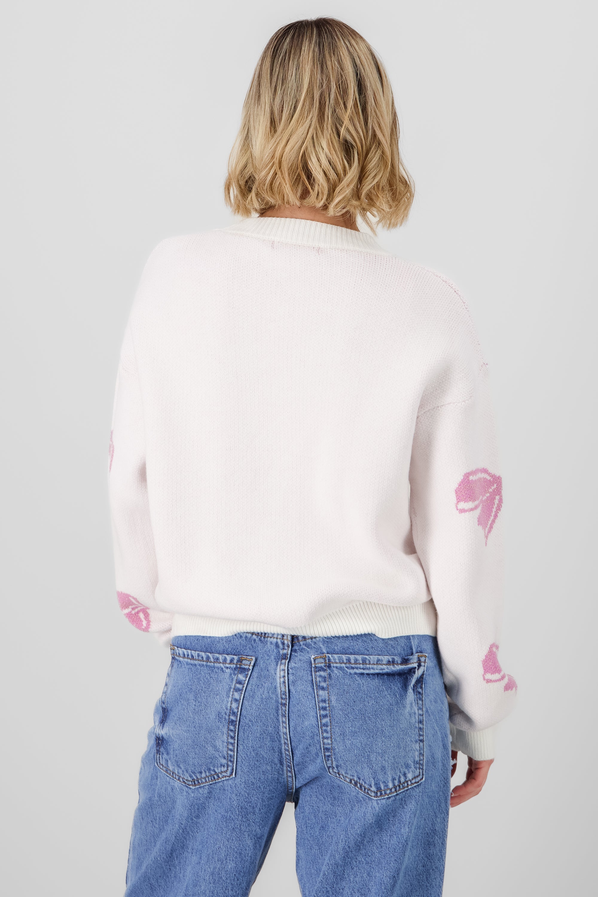 Knit sweater with bow details WHITE