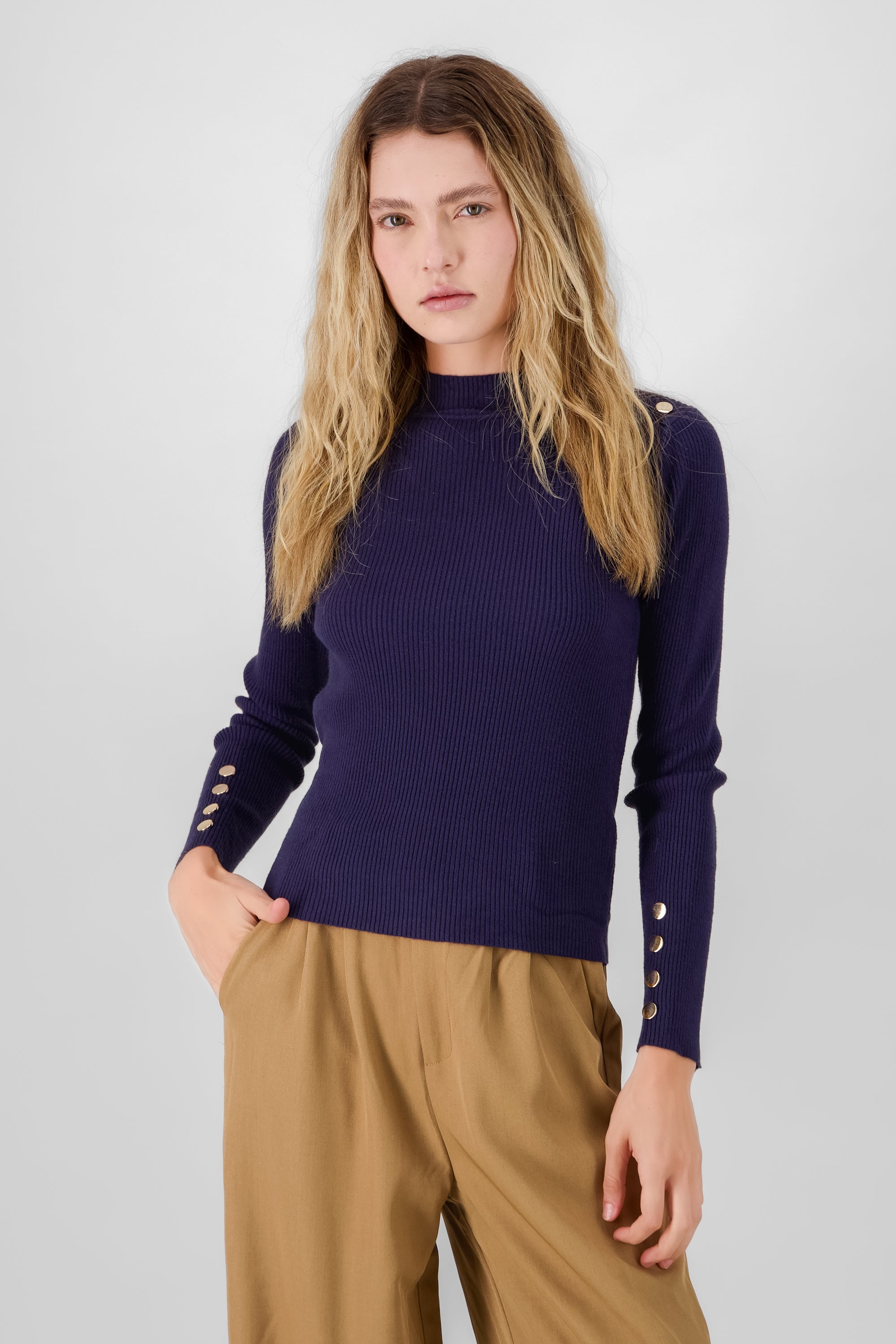 Button Detail Sweater NAVY