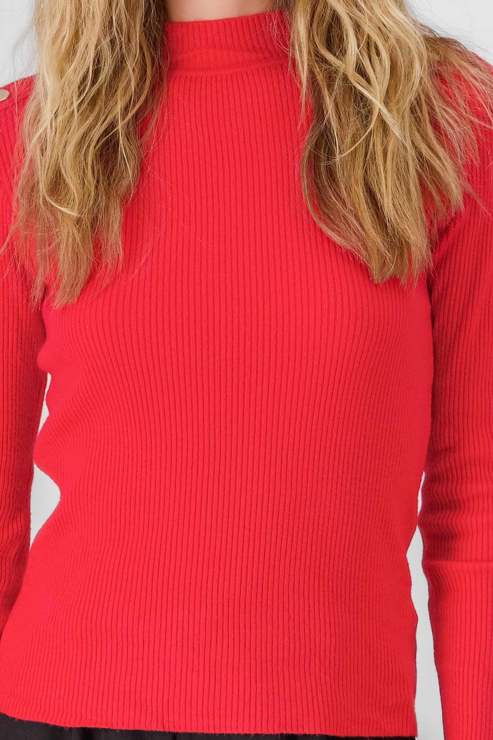 Button Detail Sweater RED