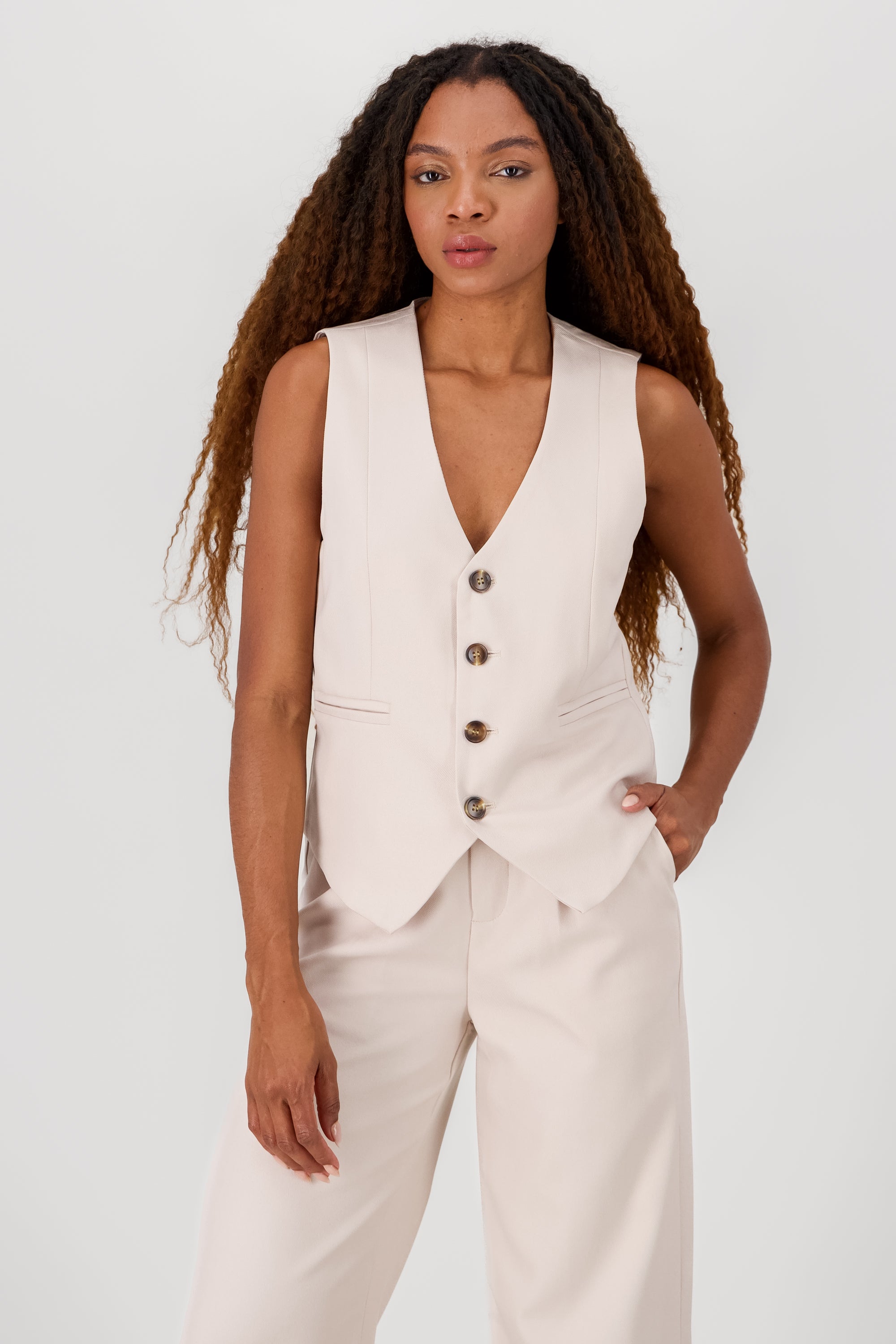 V Neck Vest BEIGE