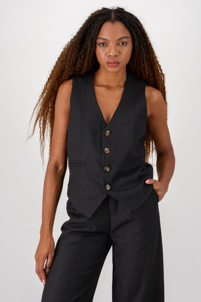 V Neck Vest BLACK