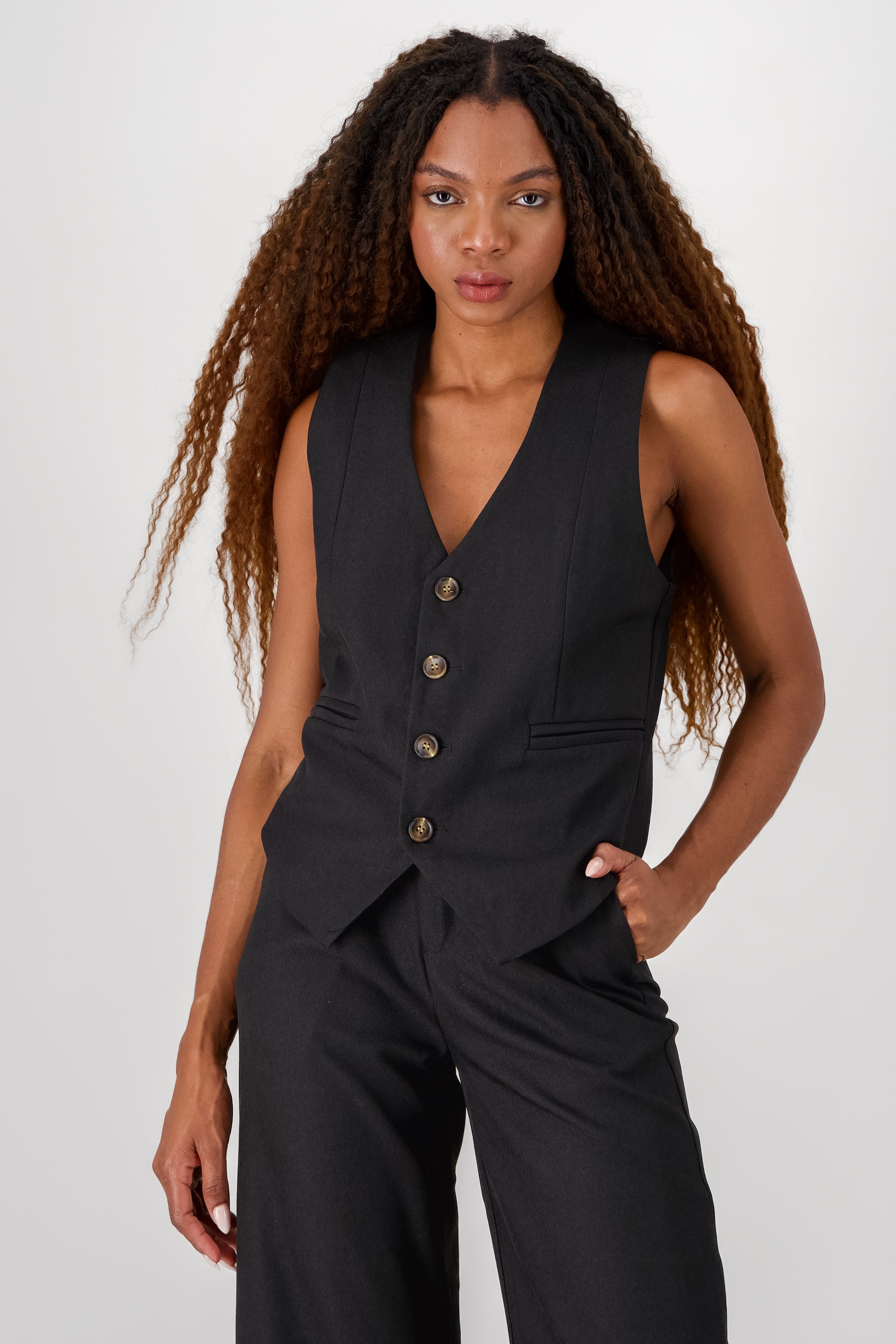 V Neck Vest BLACK