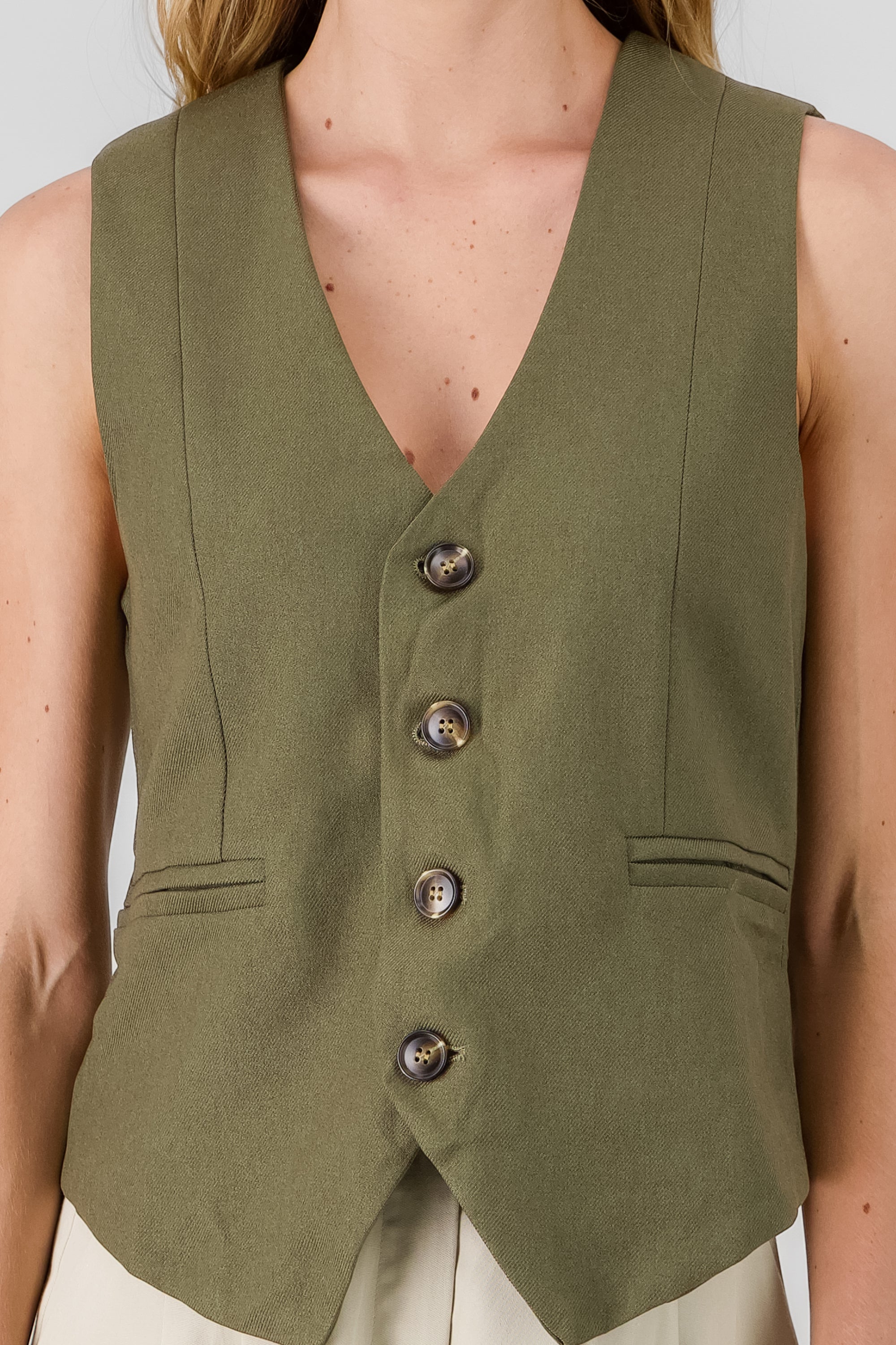 V Neck Vest OLIVE