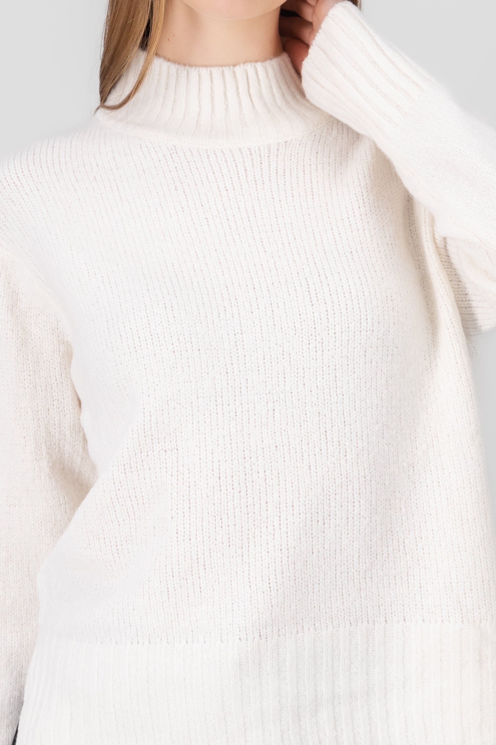 Solid Knit Sweater WHITE