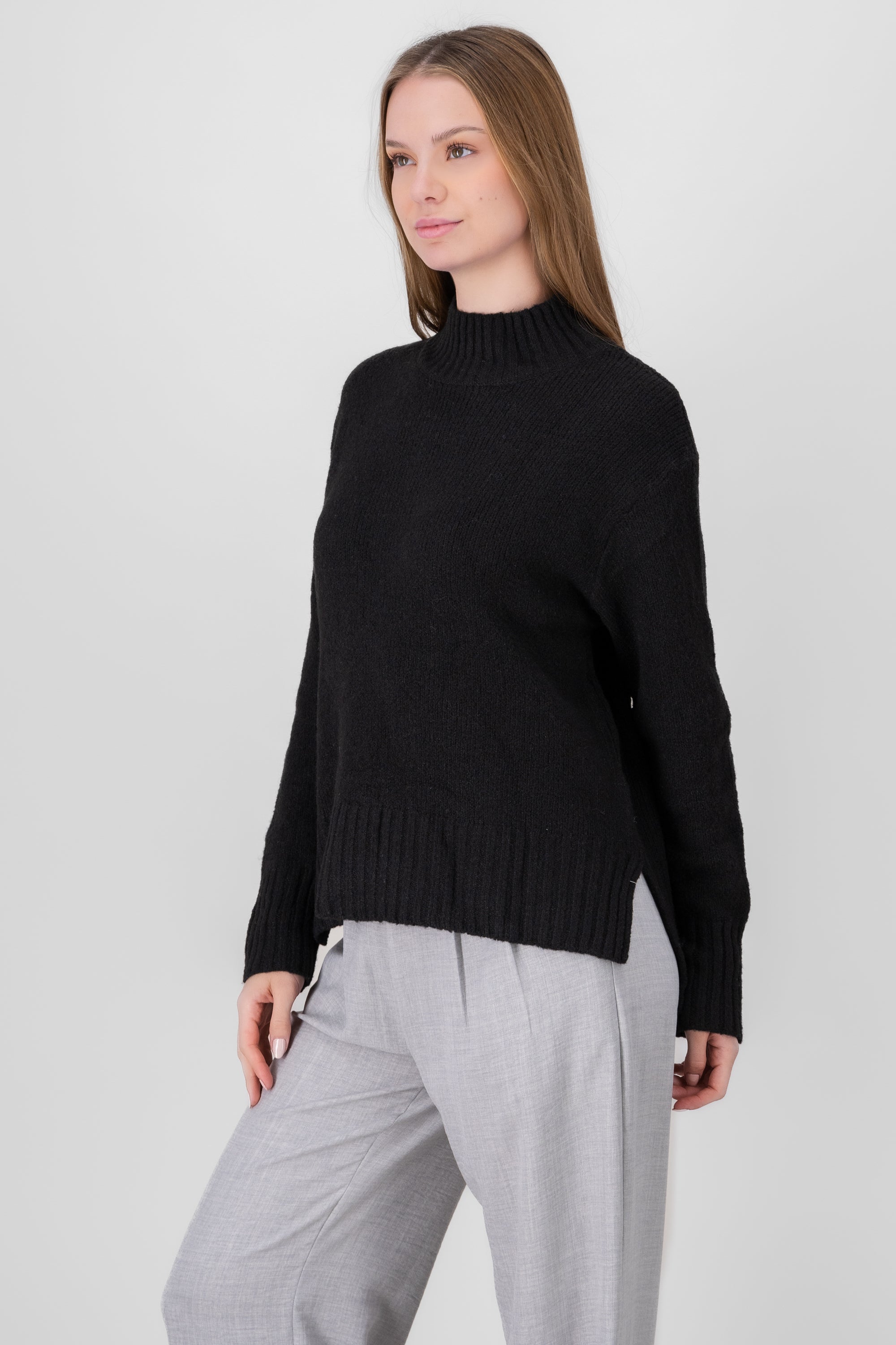 Solid Knit Sweater BLACK