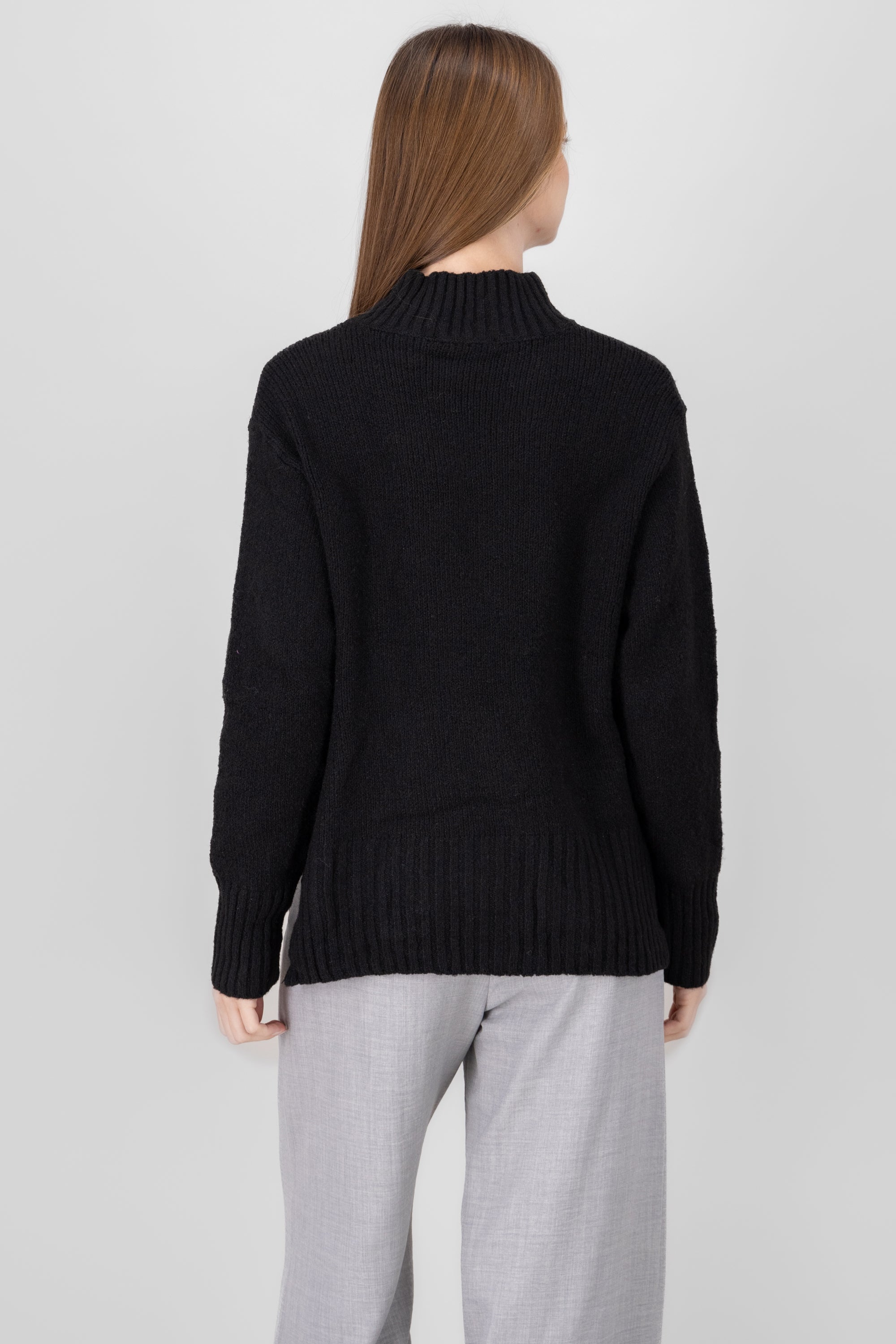 Solid Knit Sweater BLACK