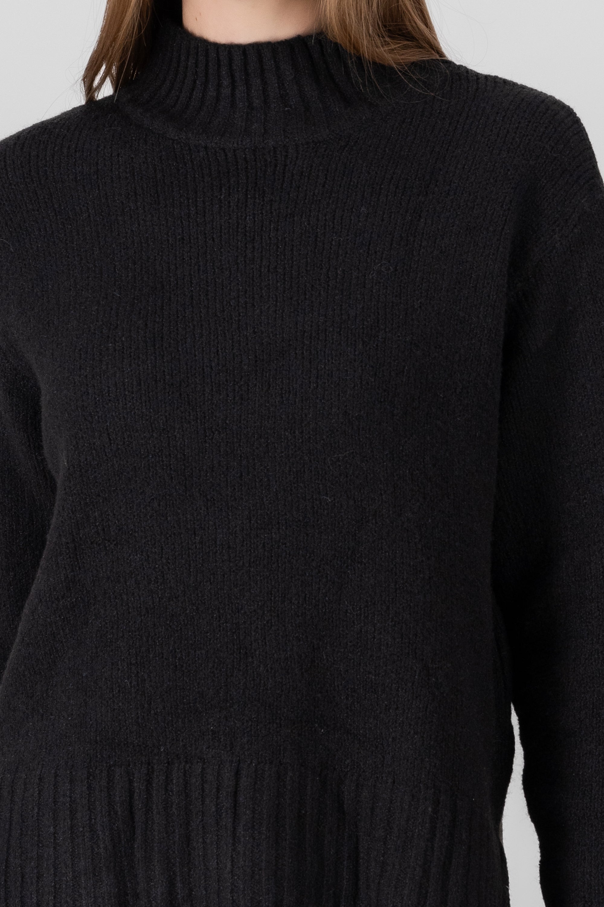 Solid Knit Sweater BLACK