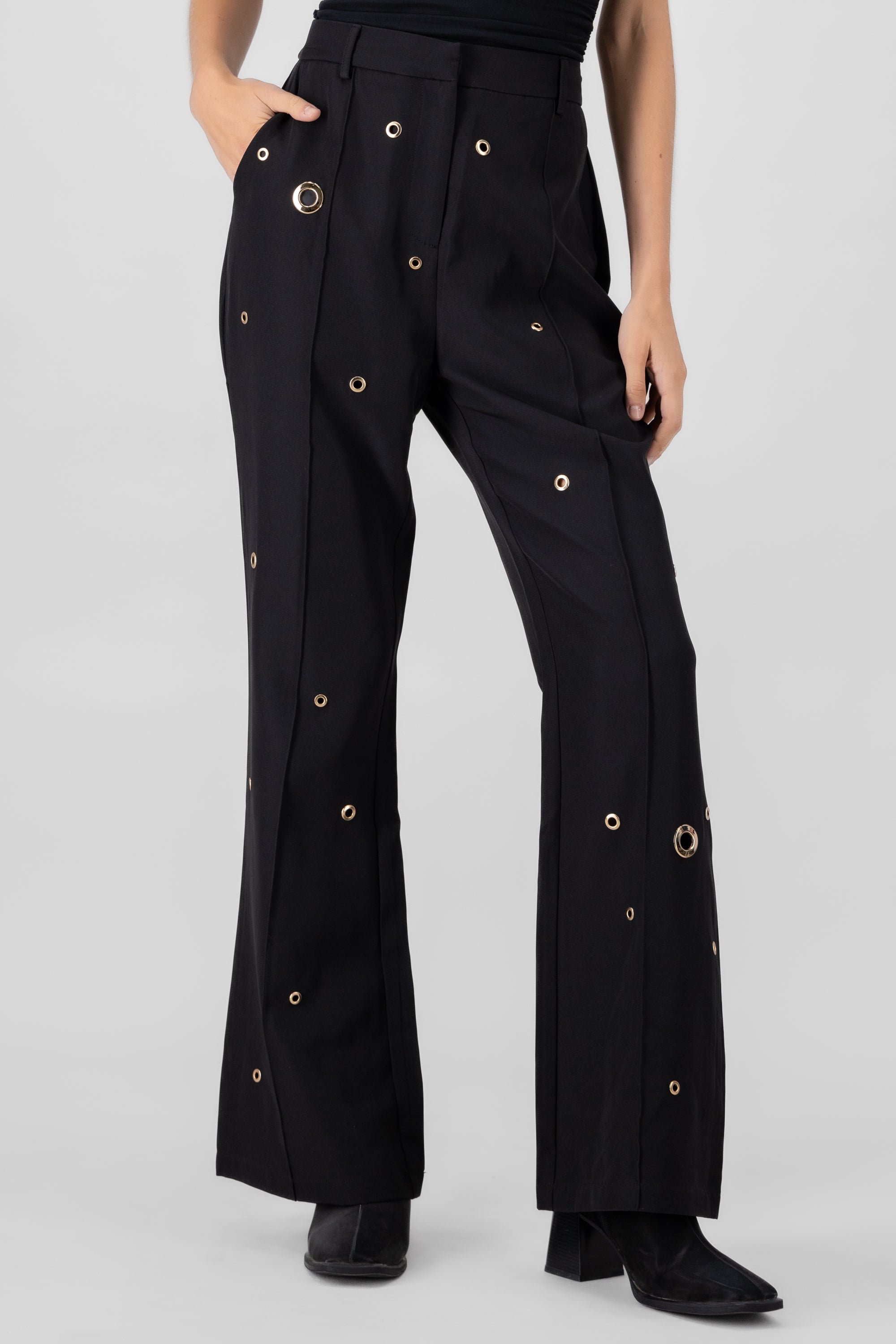 Ring Detail Pants BLACK