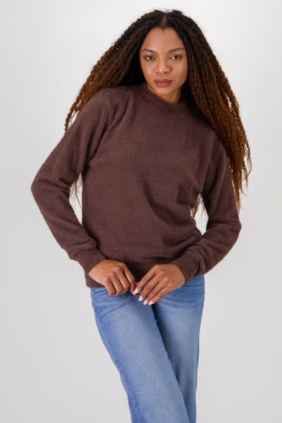 Soft Long Sleeve Sweater BROWN