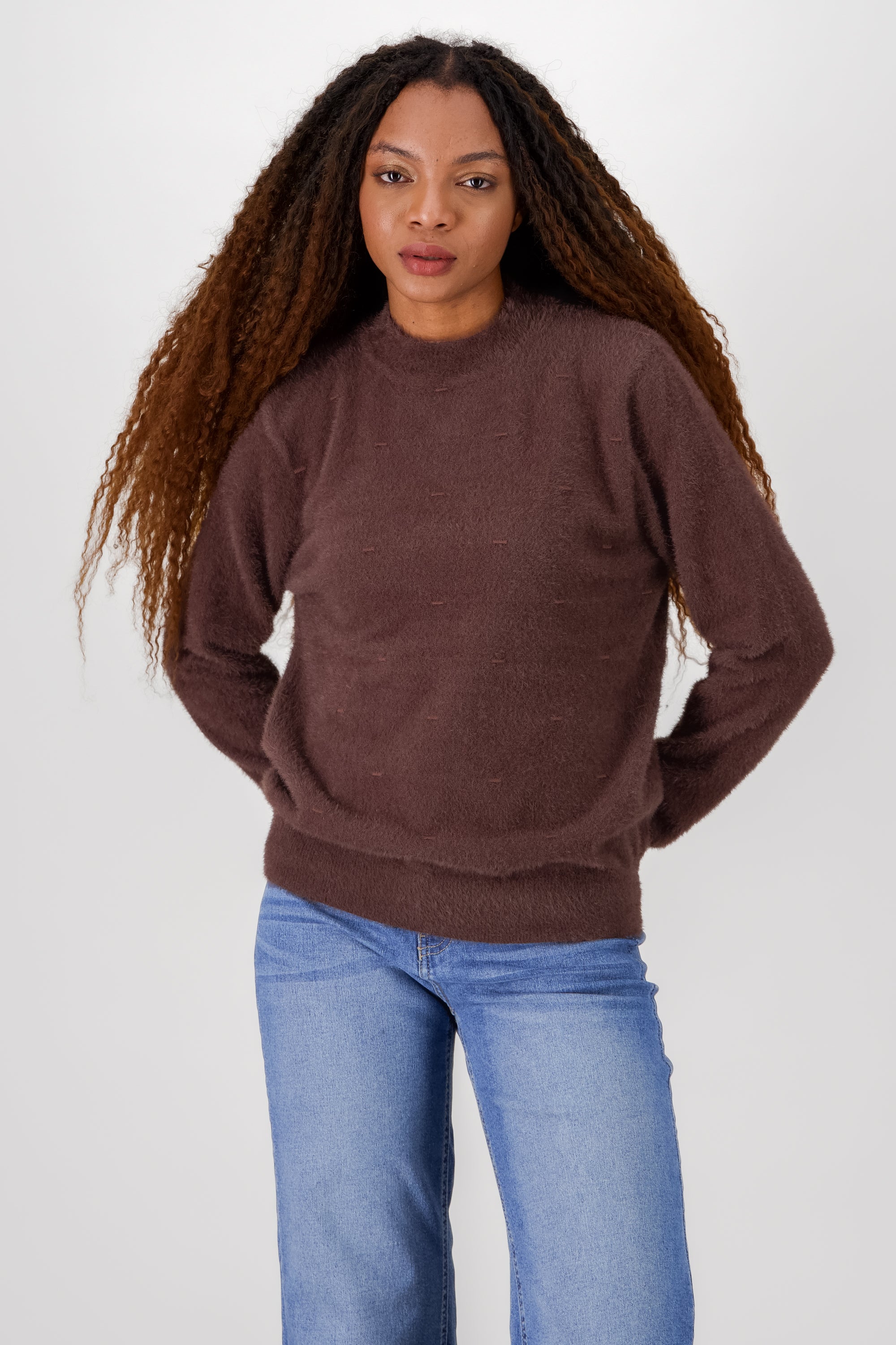 Soft Long Sleeve Sweater BROWN