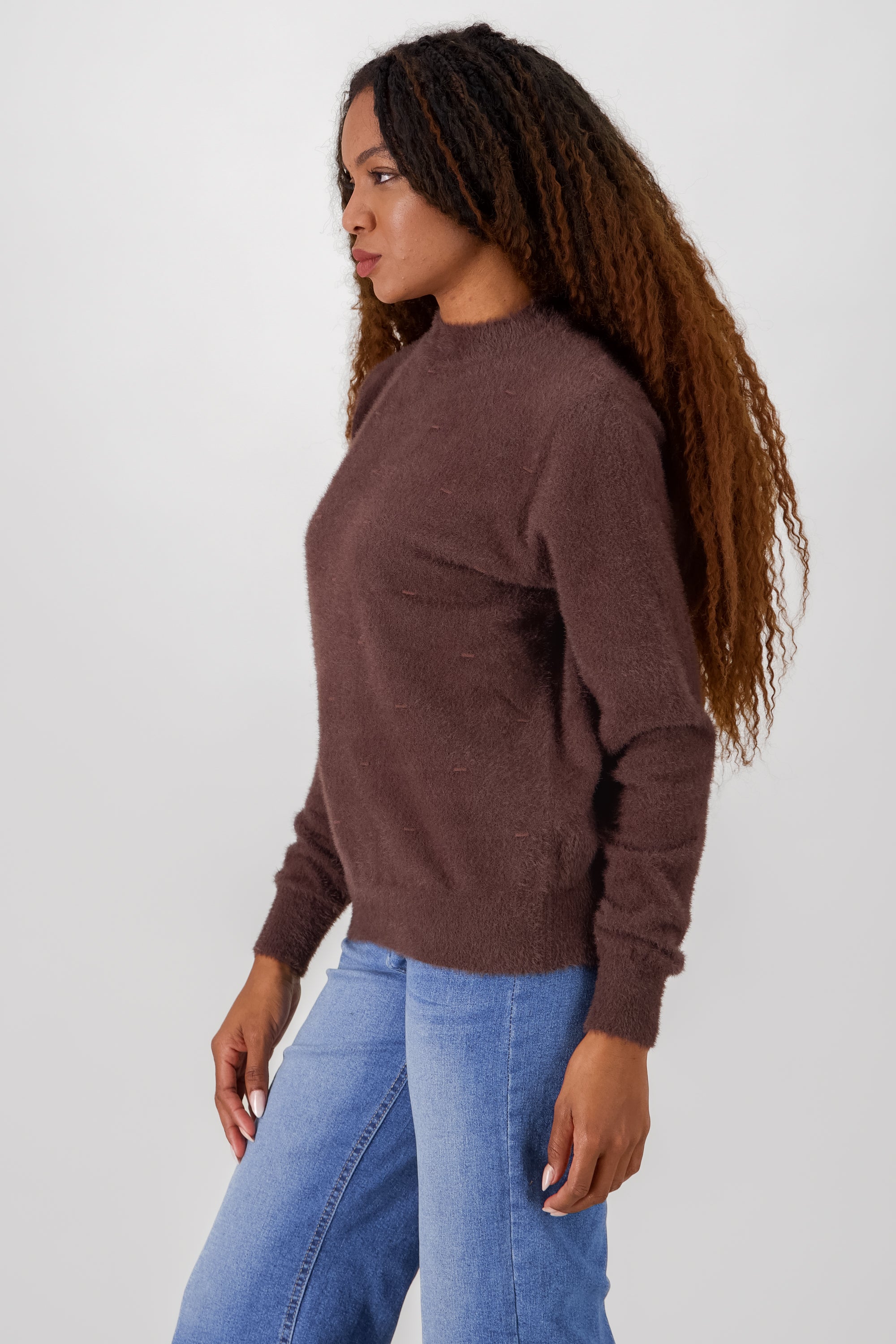 Soft Long Sleeve Sweater BROWN