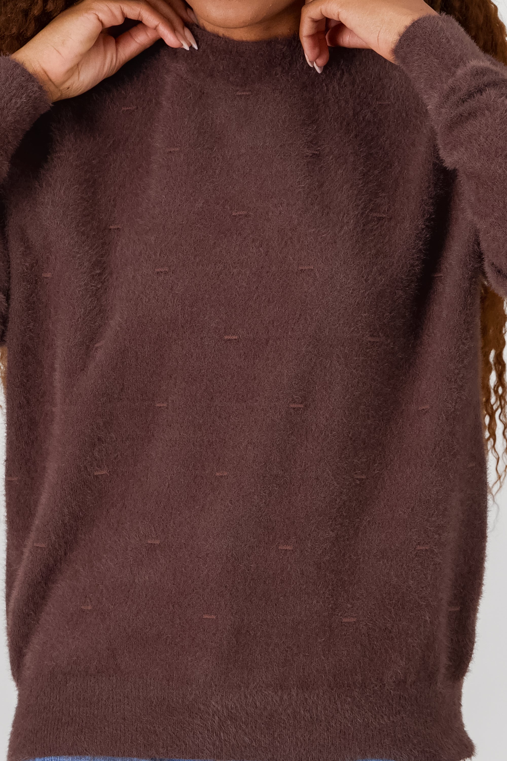 Soft Long Sleeve Sweater BROWN