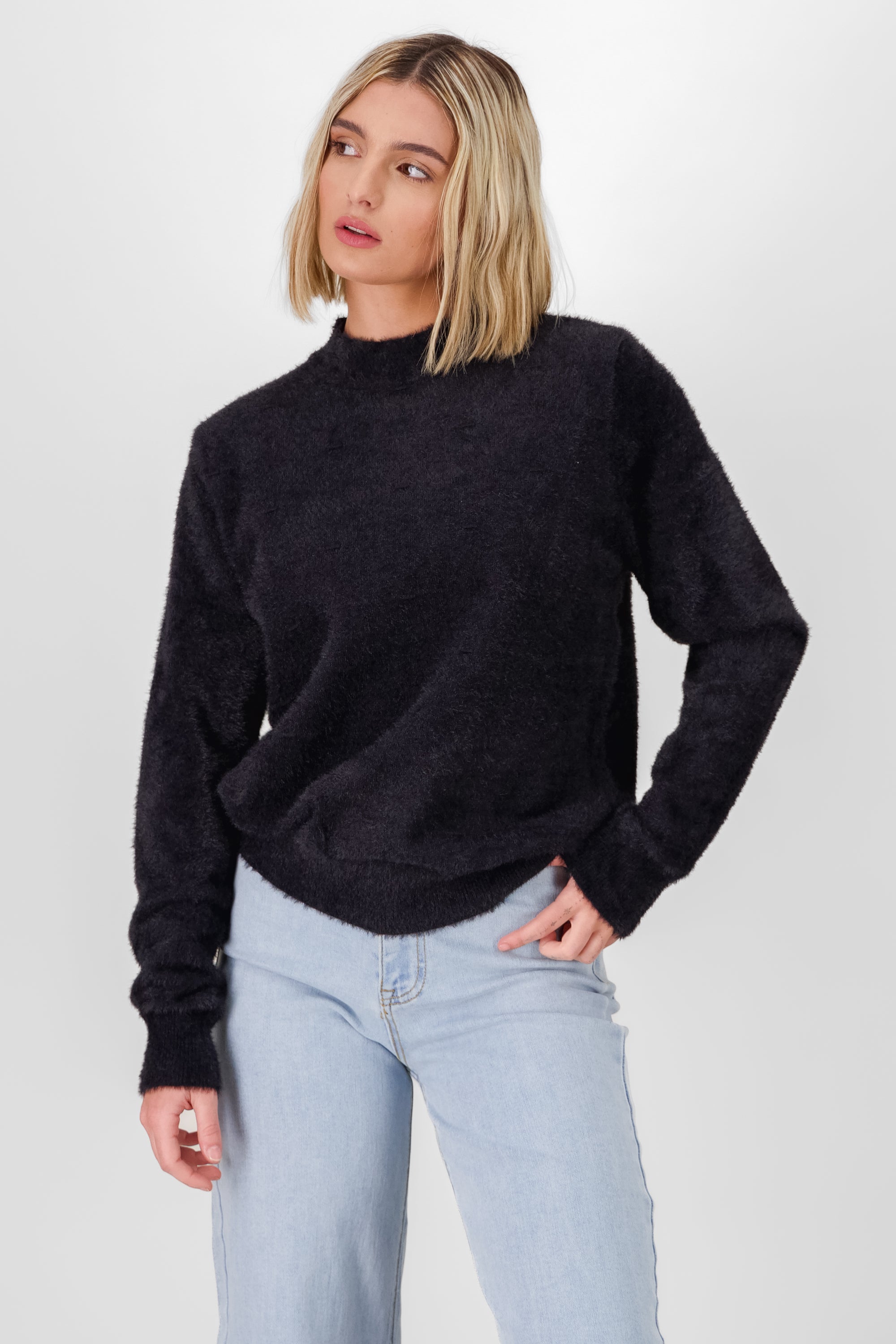 Soft Long Sleeve Sweater BLACK