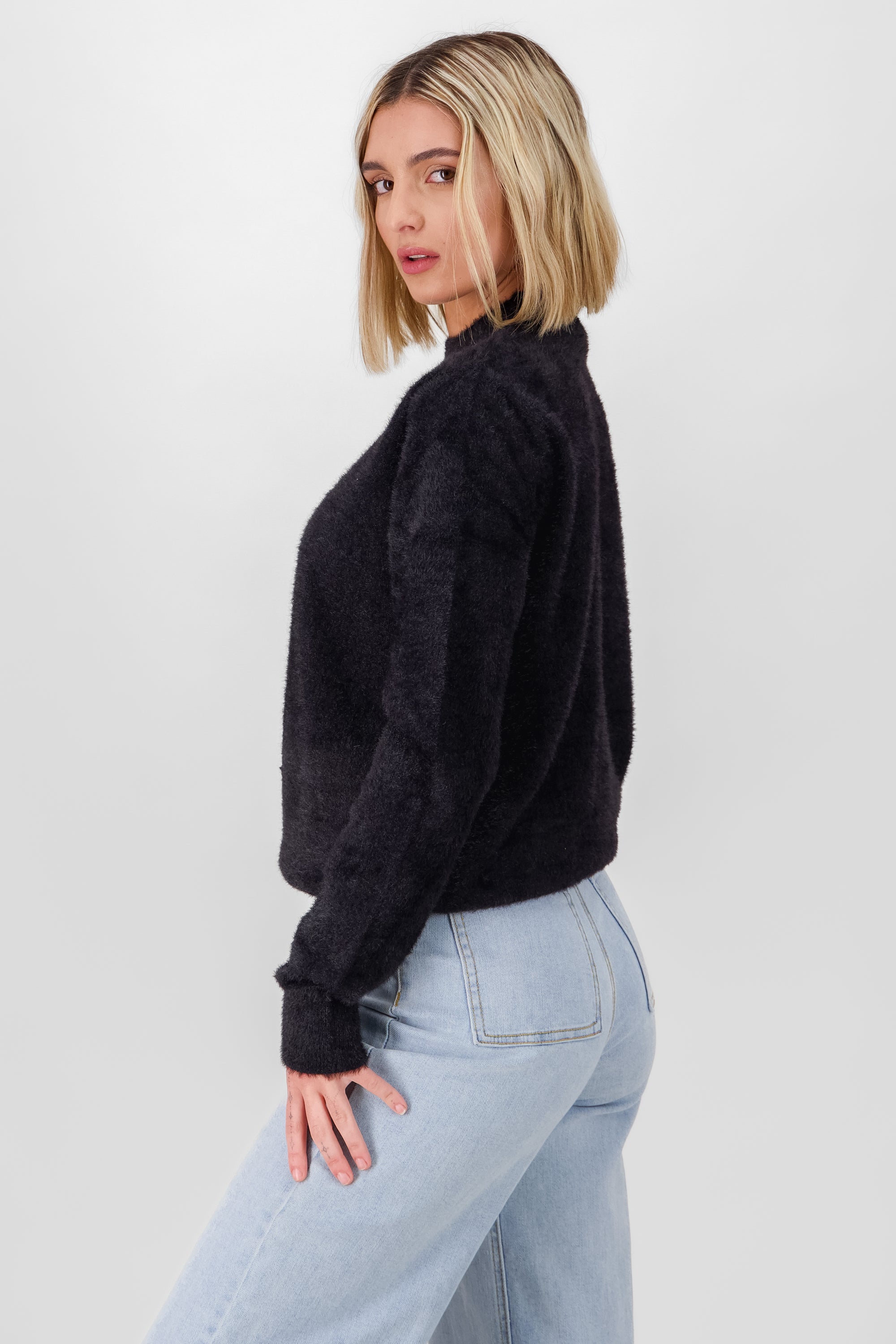 Soft Long Sleeve Sweater BLACK