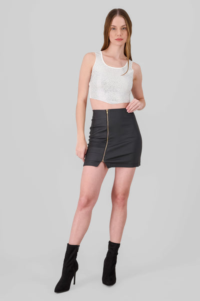 Mini Skirt with Zipper Detail BLACK