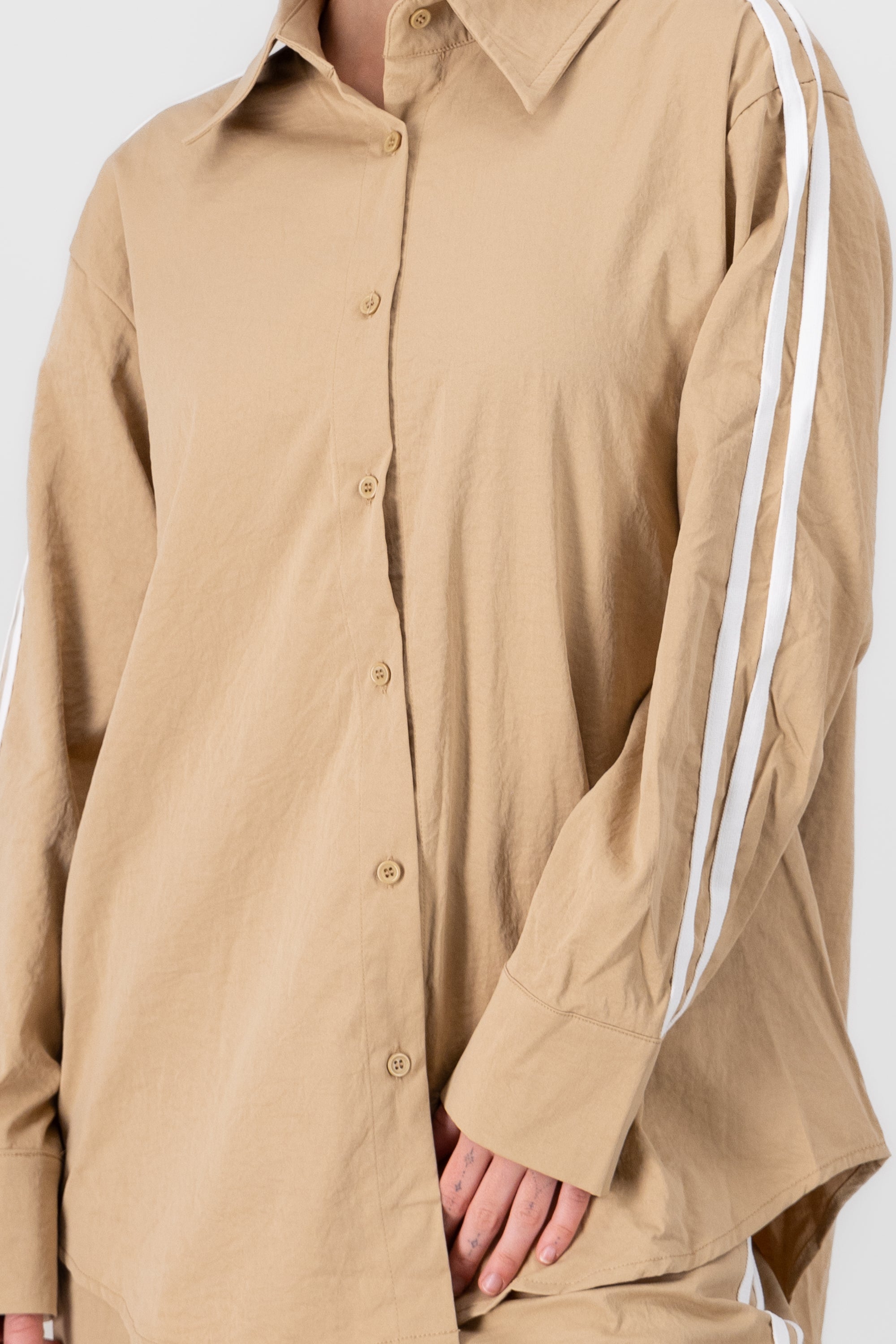 Striped Detail Shirt CAMEL