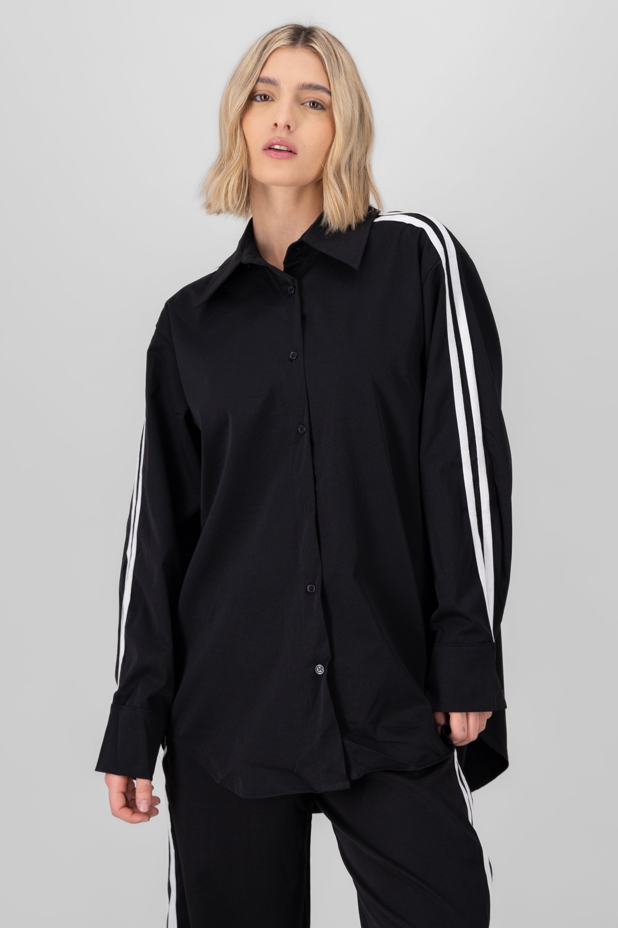 Striped Detail Shirt BLACK