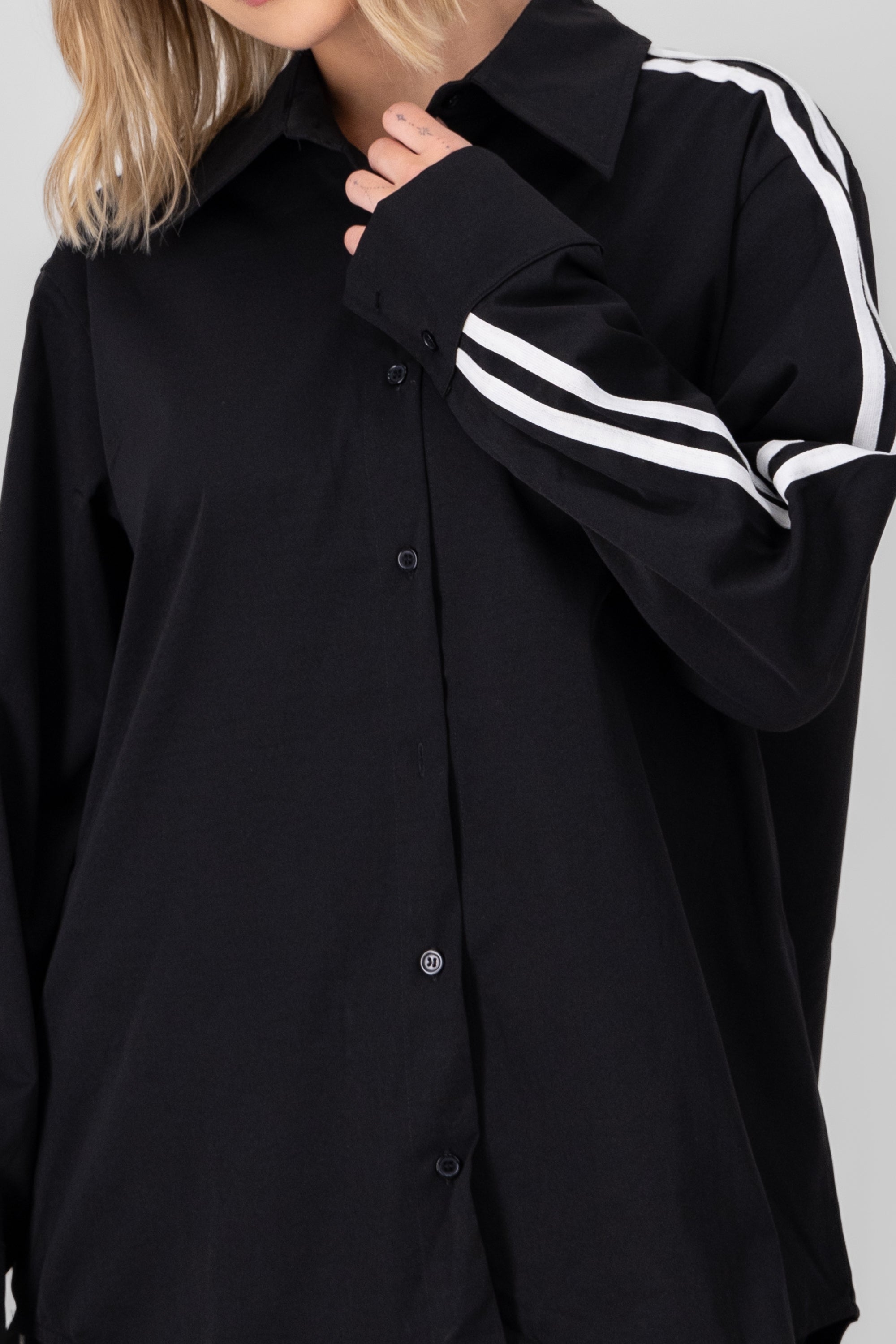 Striped Detail Shirt BLACK