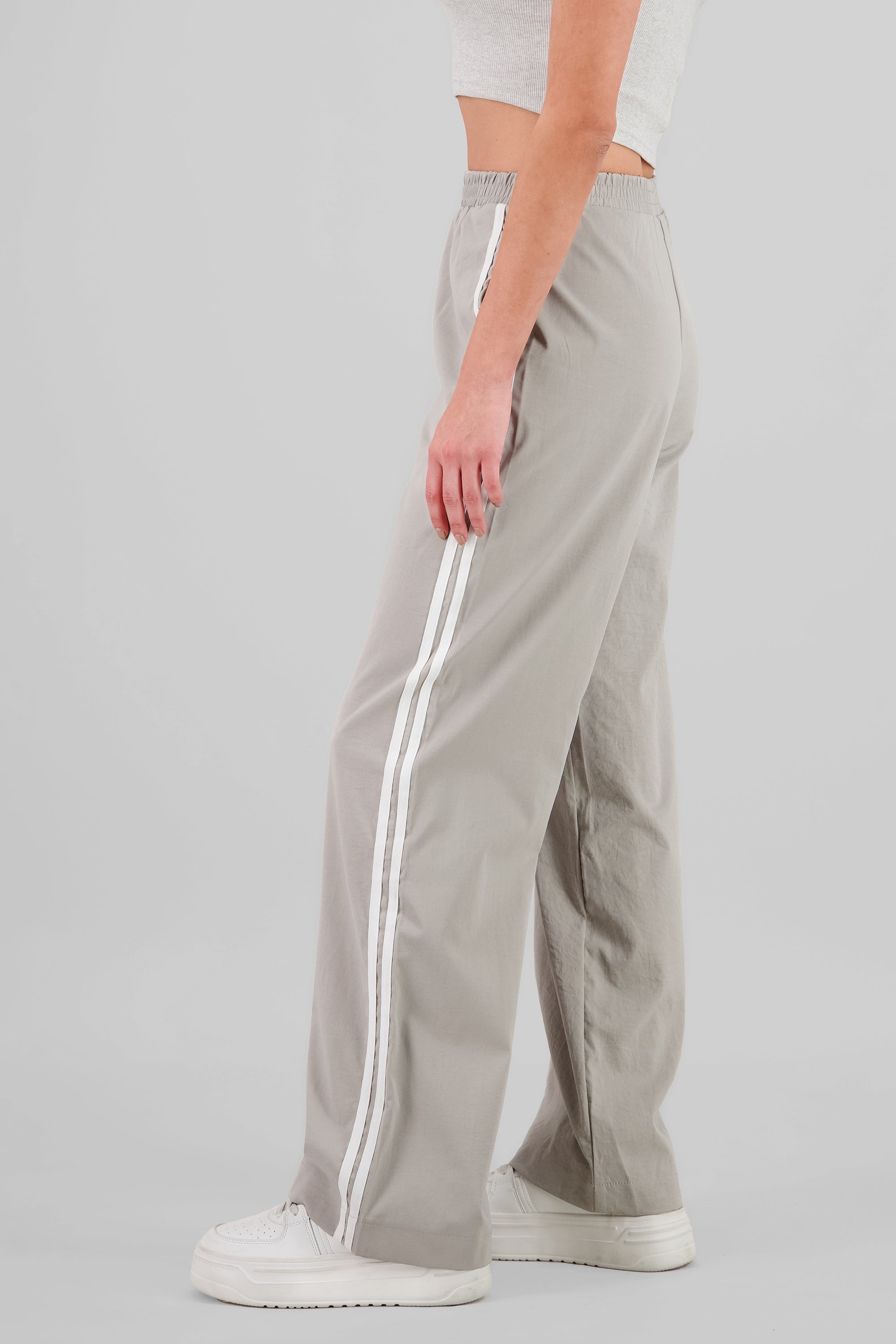 Striped Detail Pants LIGHT GRAY