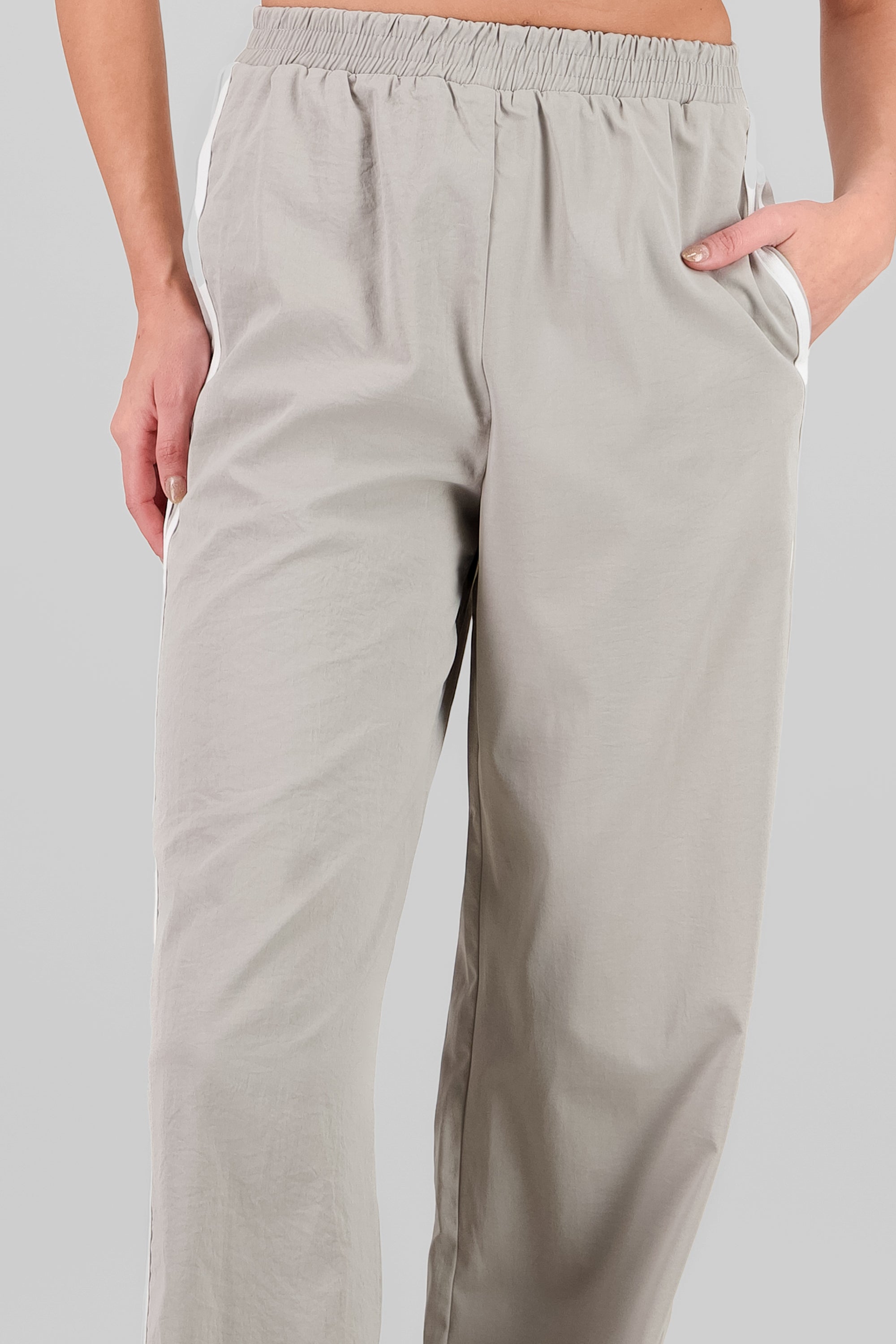 Striped Detail Pants LIGHT GRAY