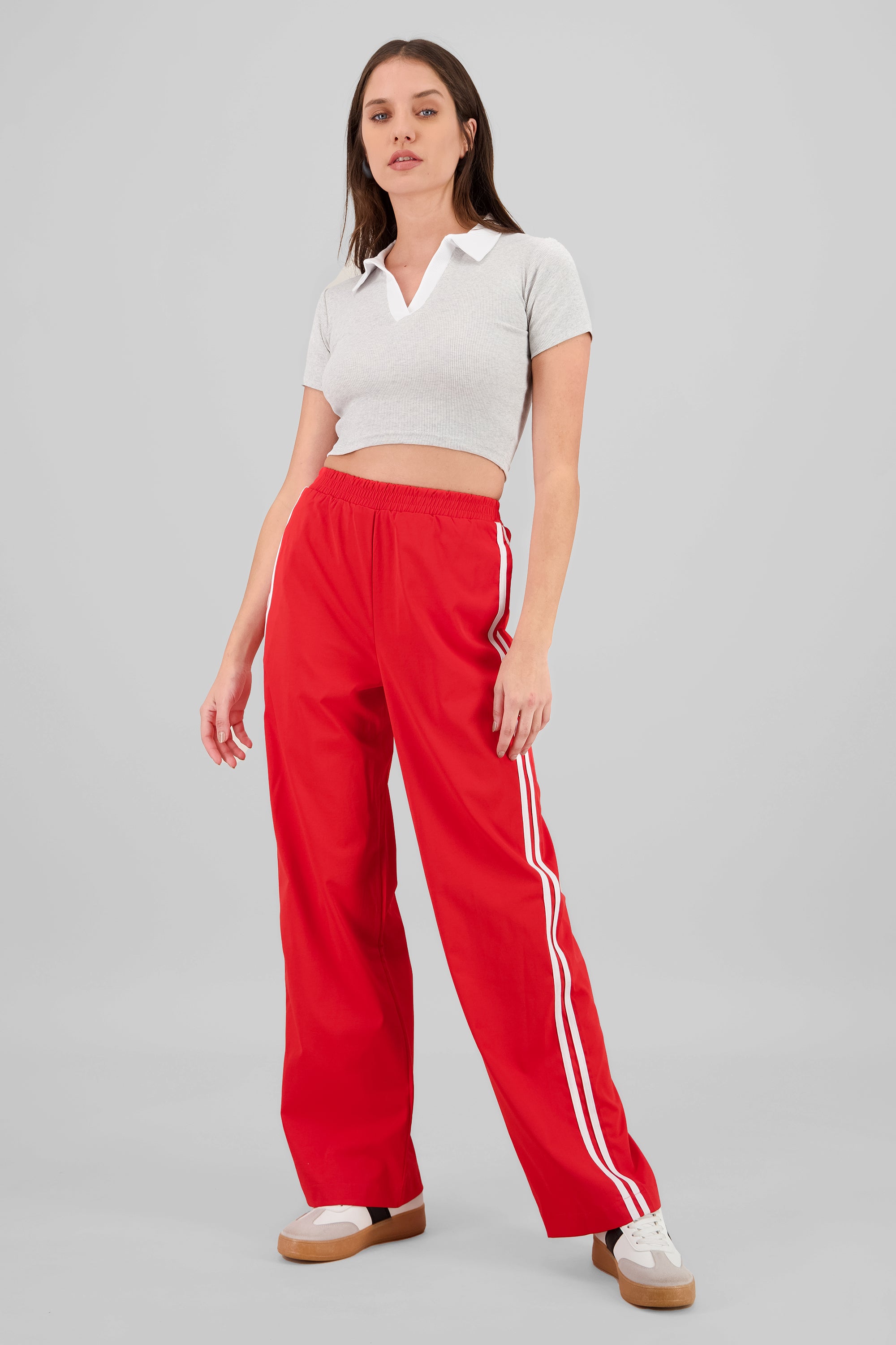 Striped Detail Pants RED