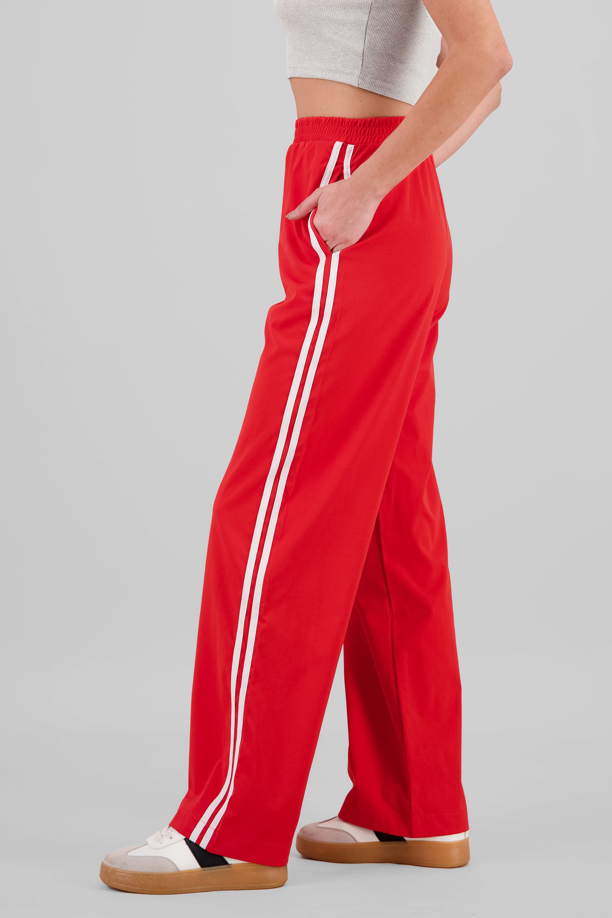 Striped Detail Pants RED