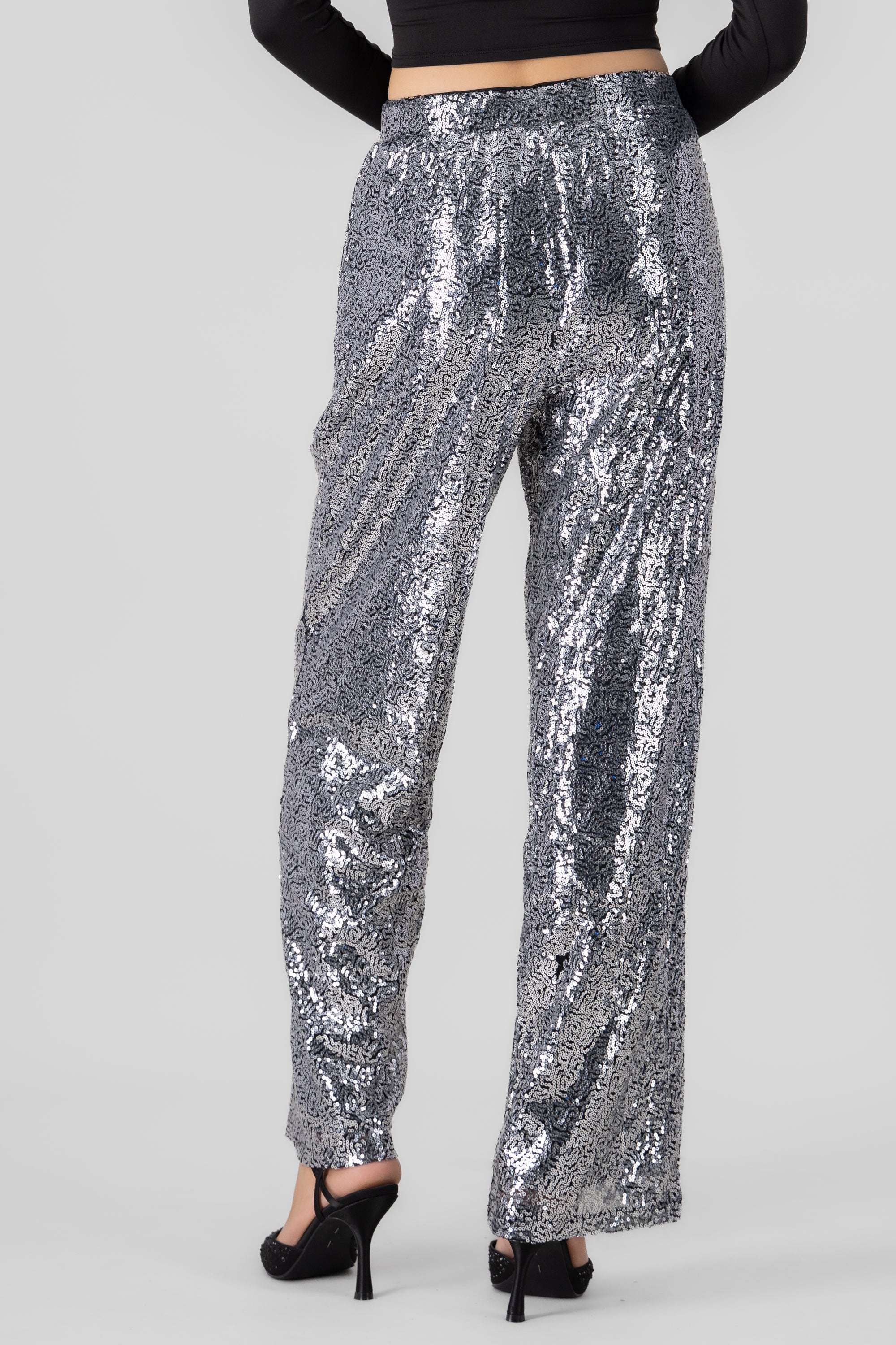 Sequin Flowy Pants SILVER