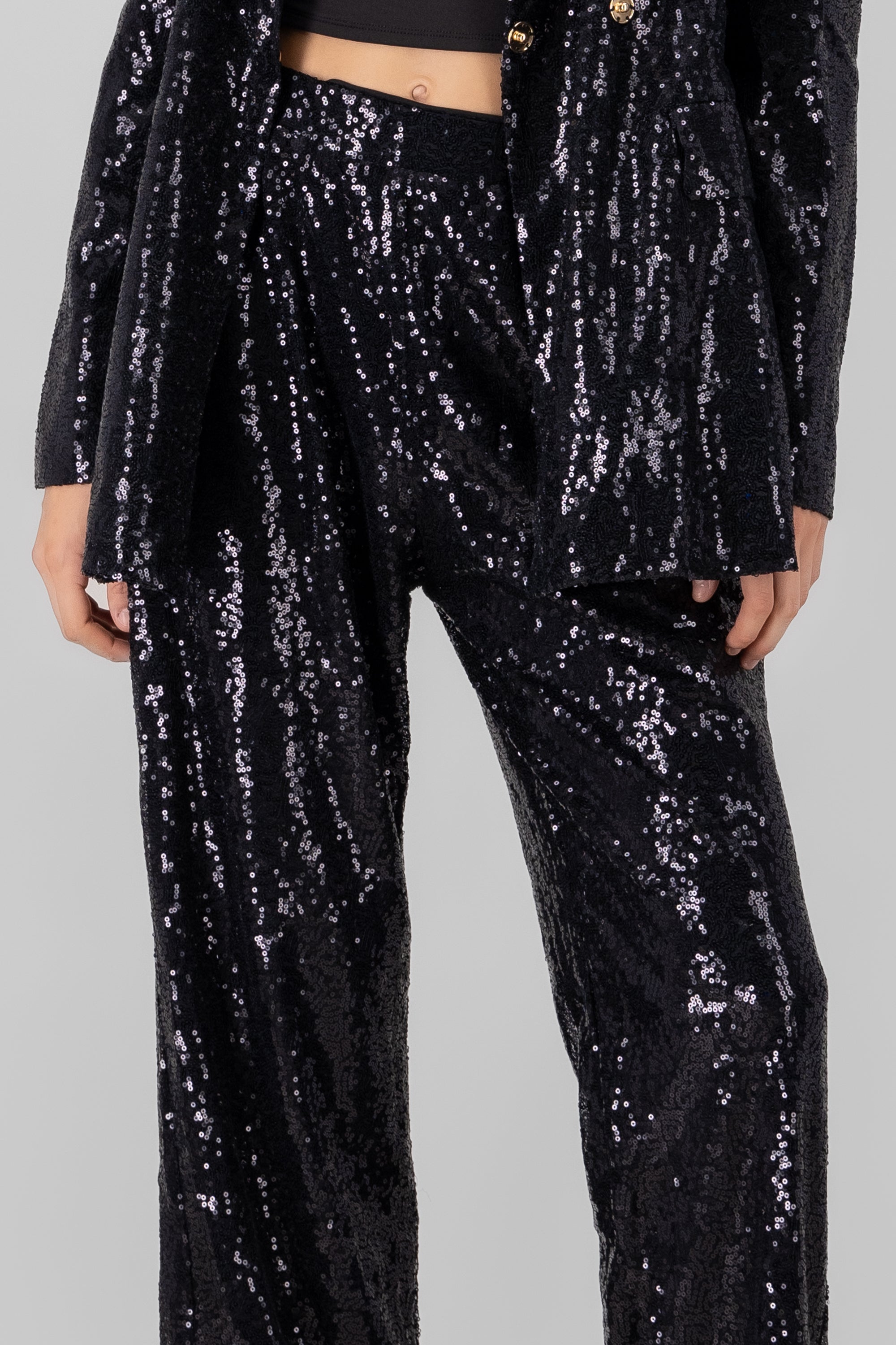 Sequin Flowy Pants BLACK