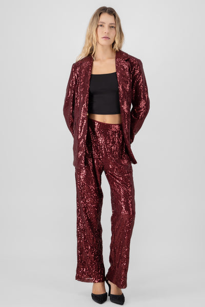 Sequin Flowy Pants FUCHSIA