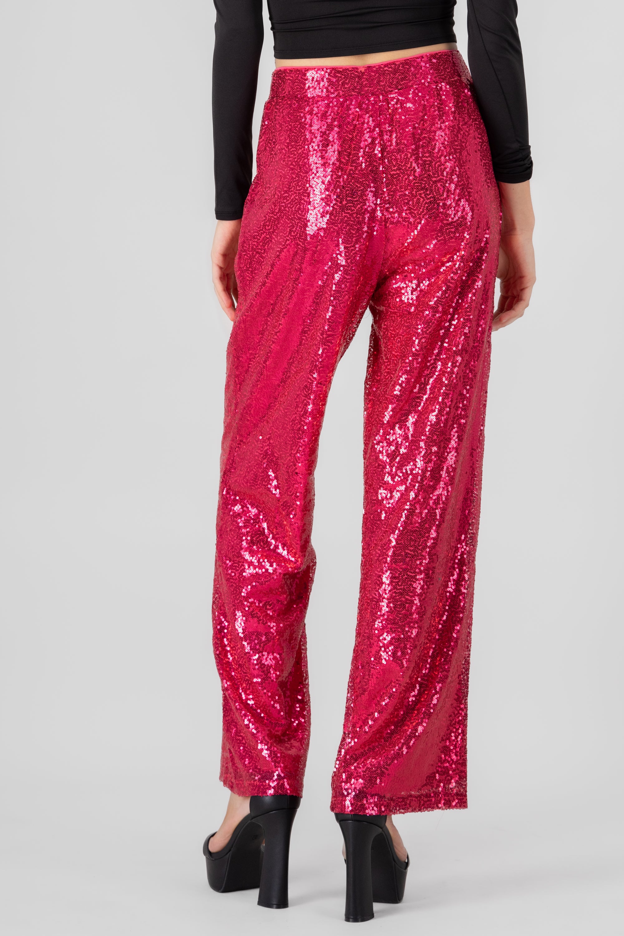 Sequin Flowy Pants FUCHSIA