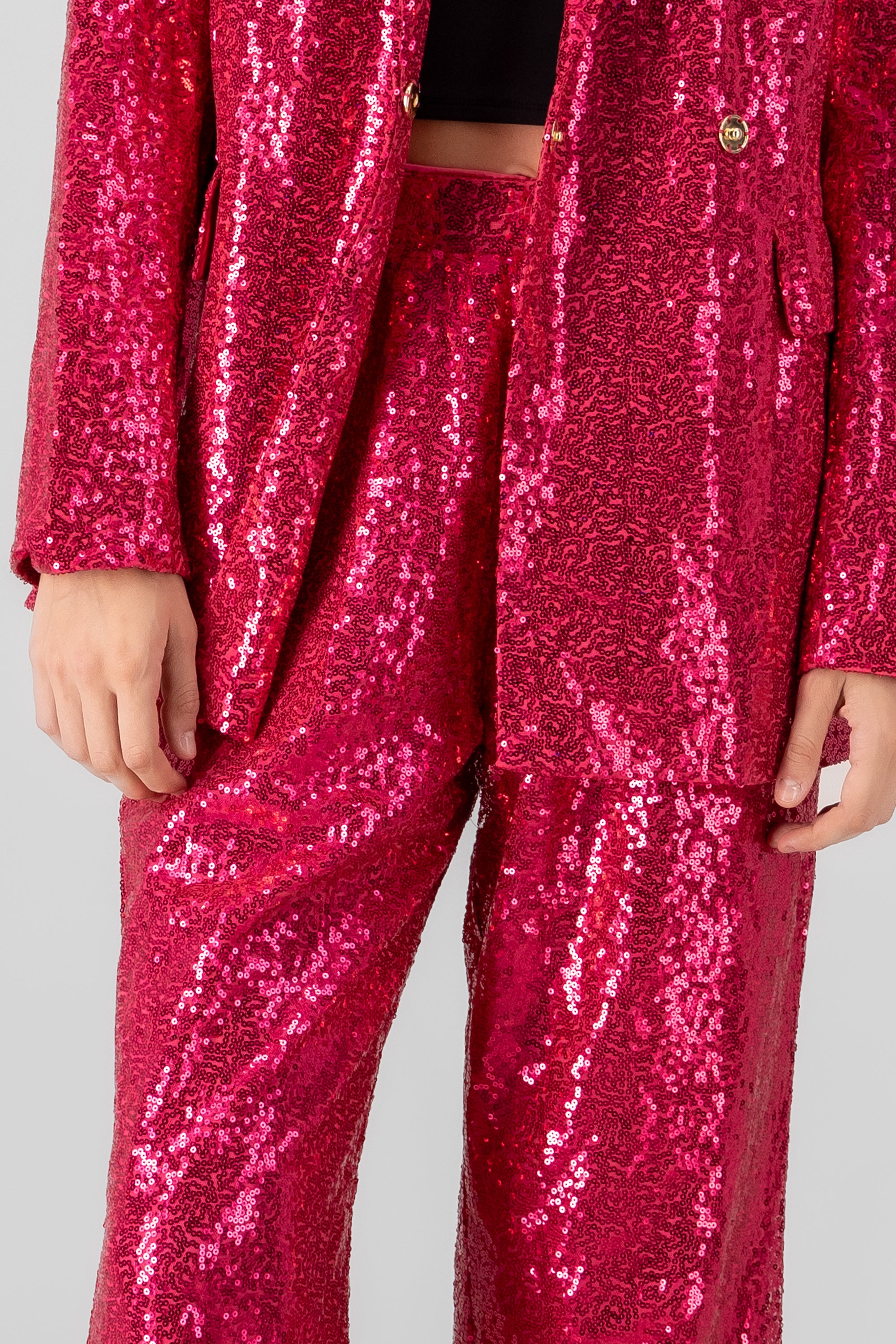 Sequin Flowy Pants FUCHSIA