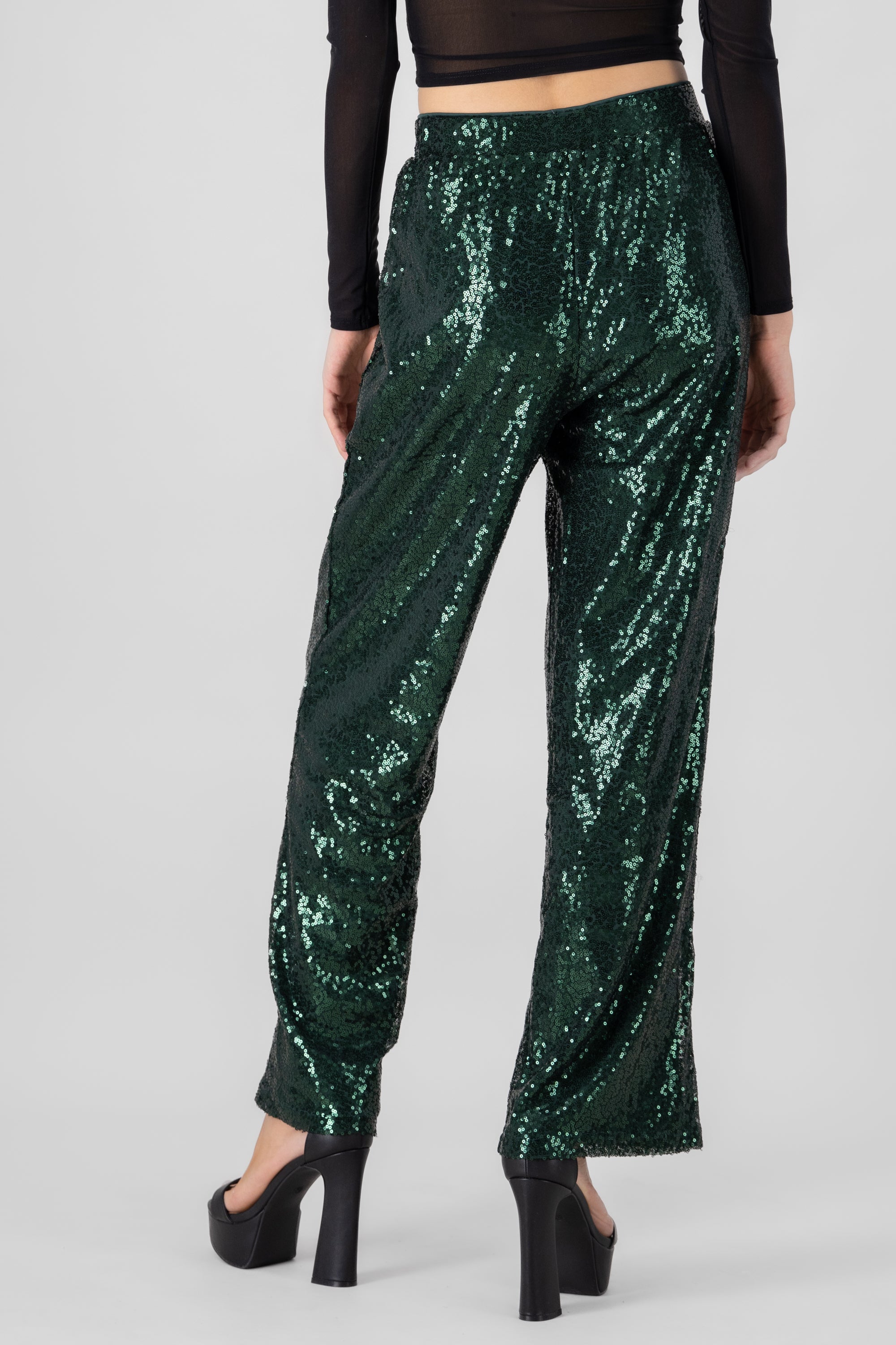 Sequin Flowy Pants GREEN