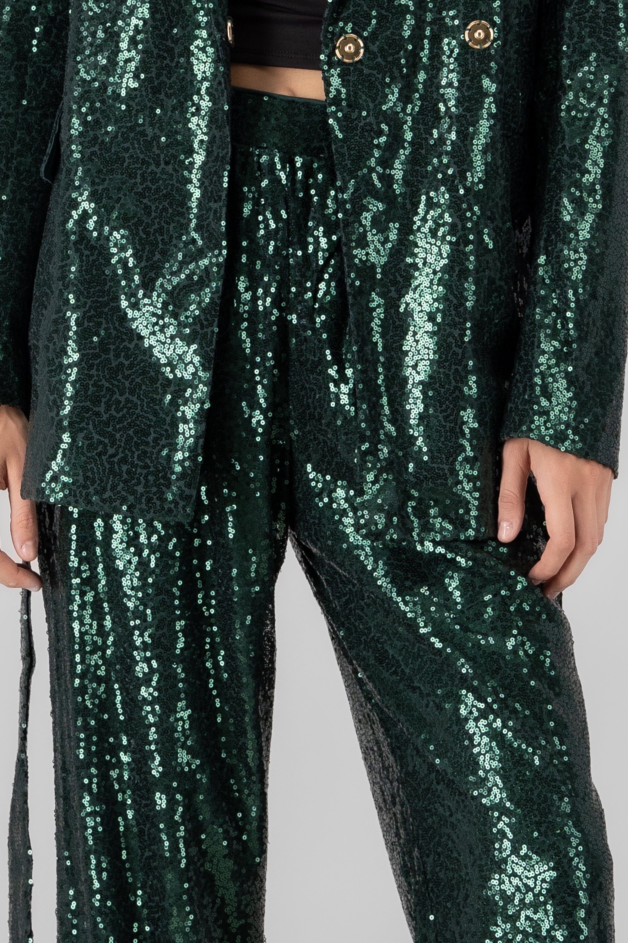 Sequin Flowy Pants GREEN