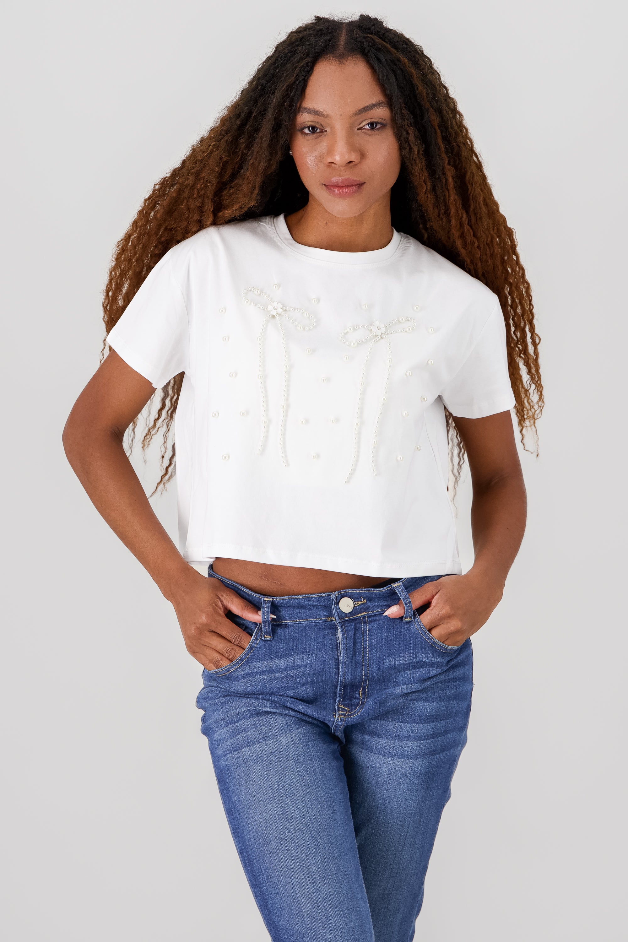 Bow Detail Crop Top WHITE