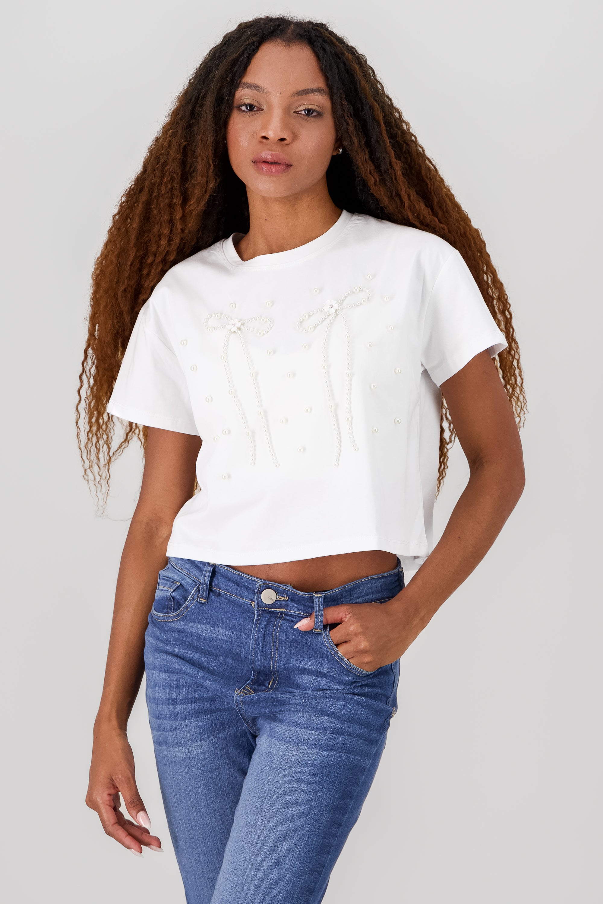 Bow Detail Crop Top WHITE