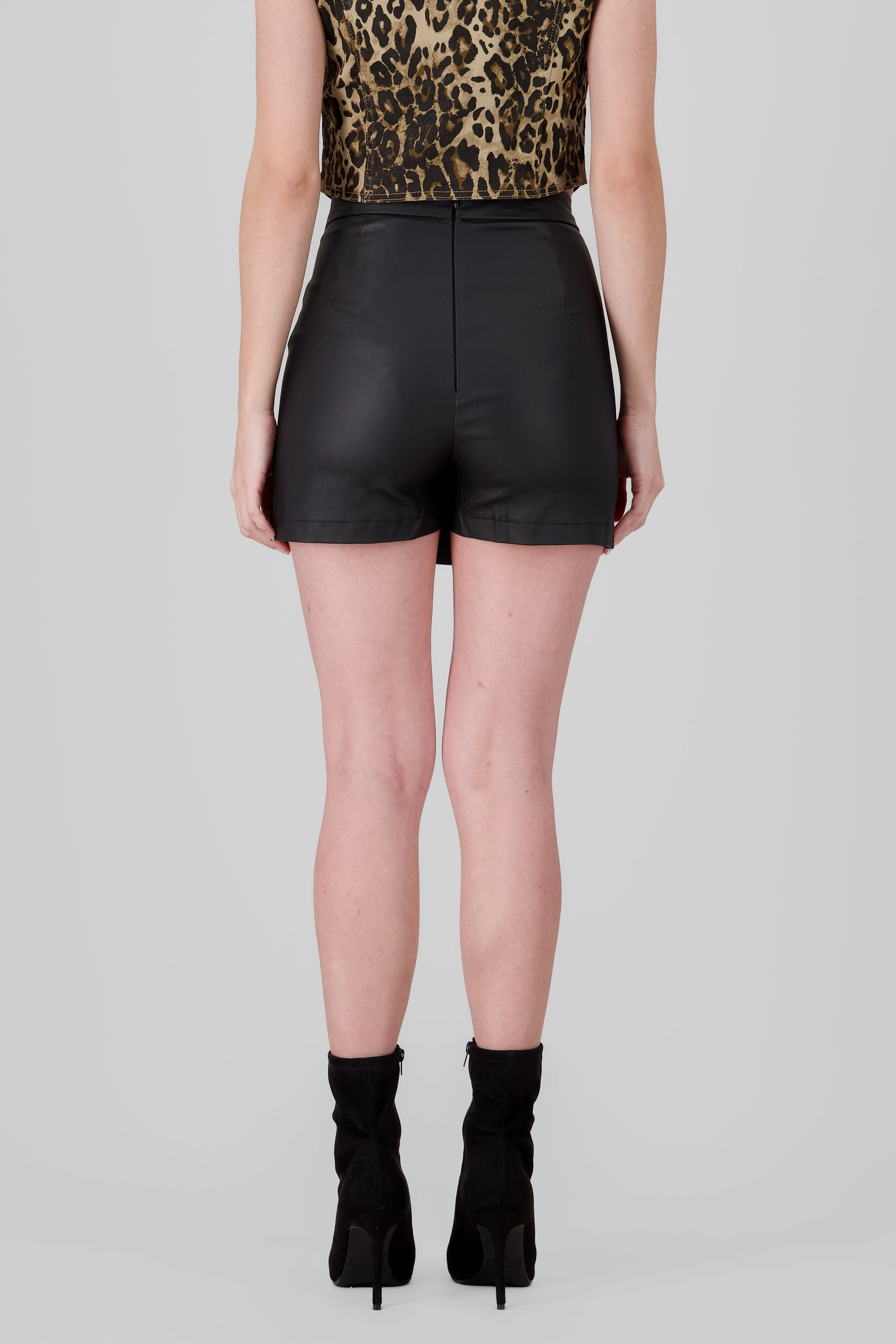 Faux Leather Skort BLACK