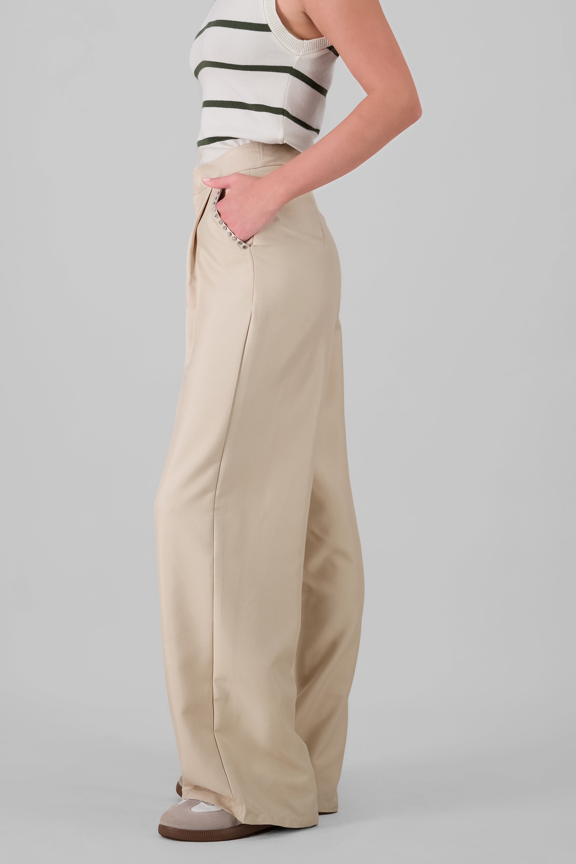 Glitter Detail Pants BEIGE