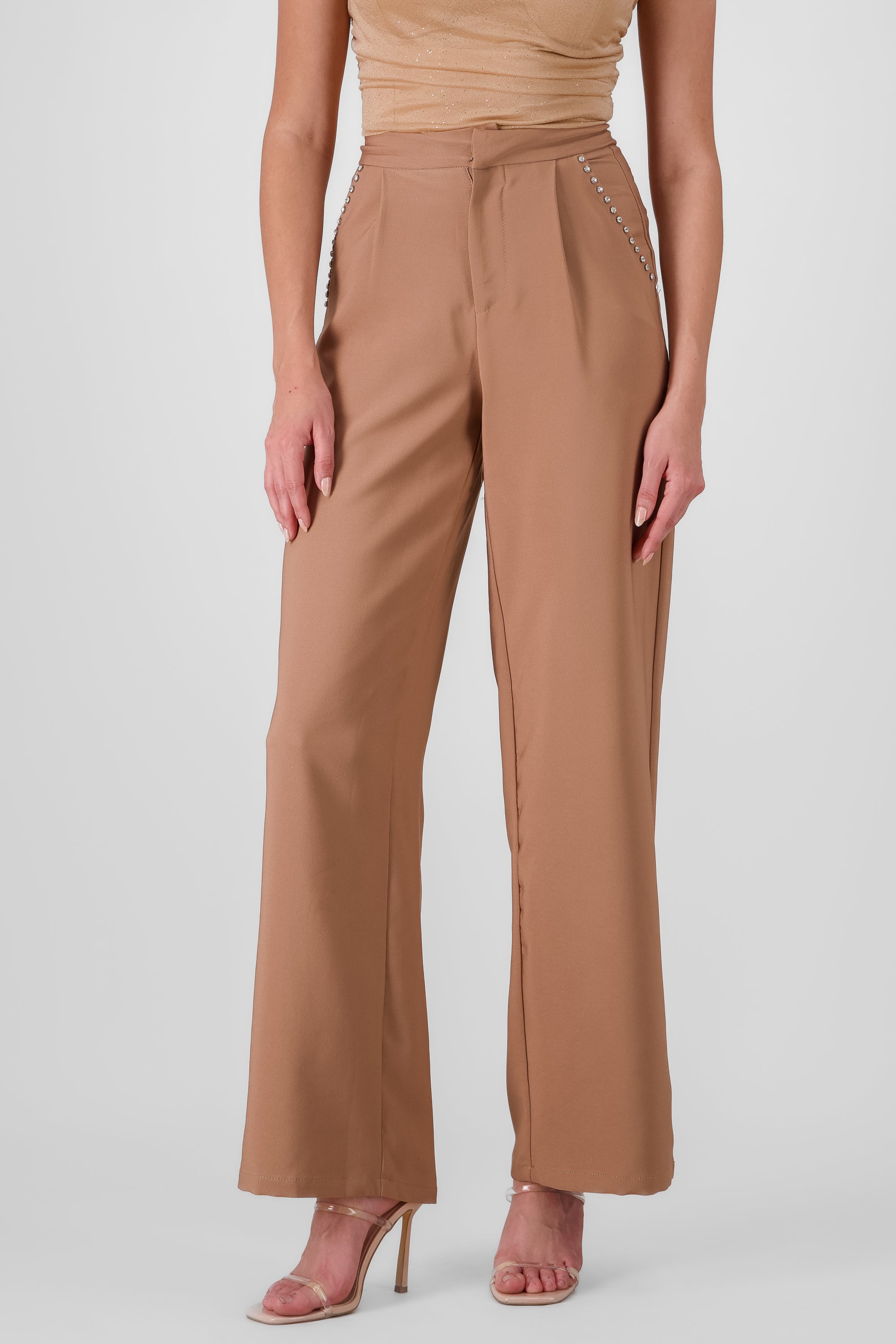 Glitter Detail Pants KHAKI