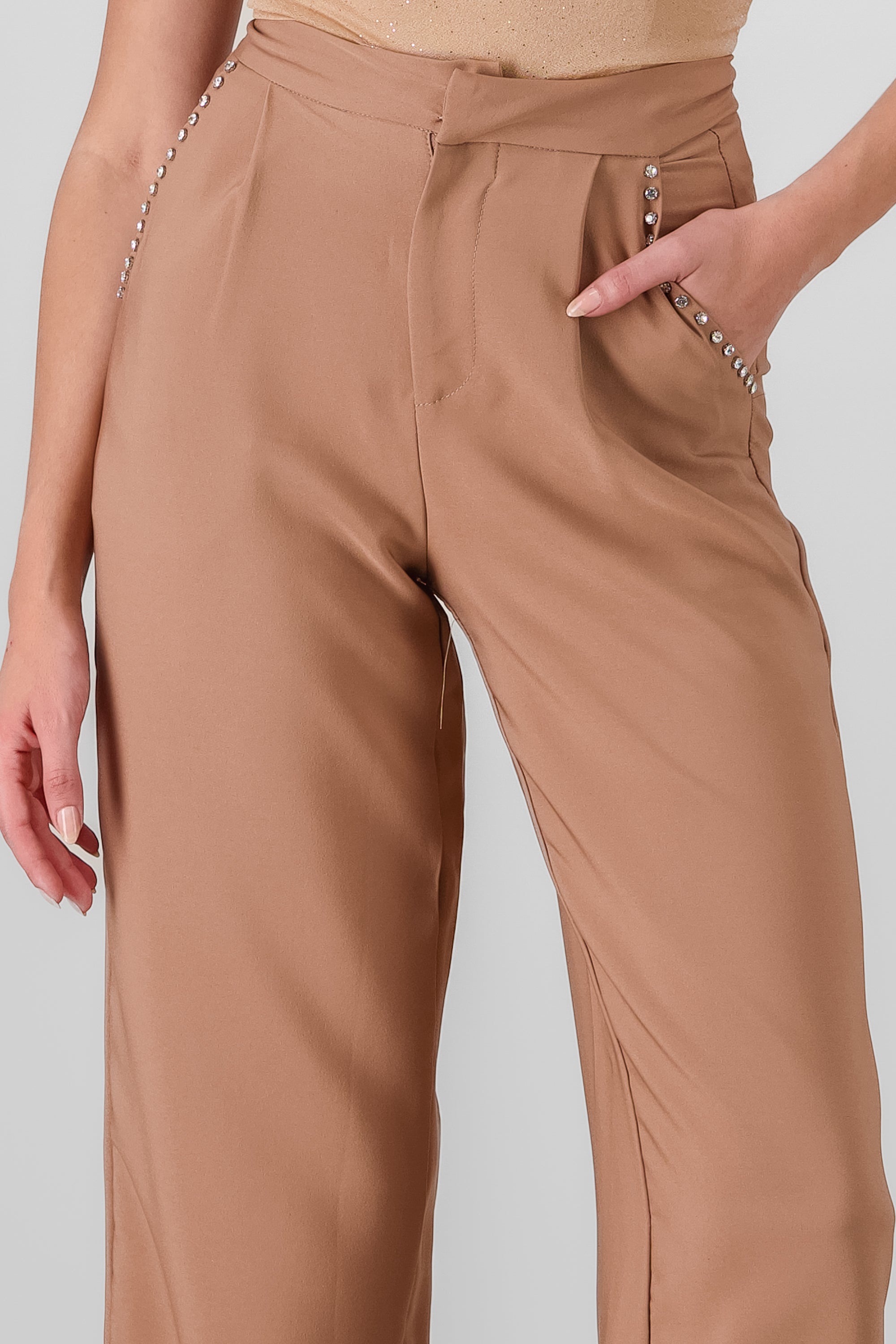 Glitter Detail Pants KHAKI