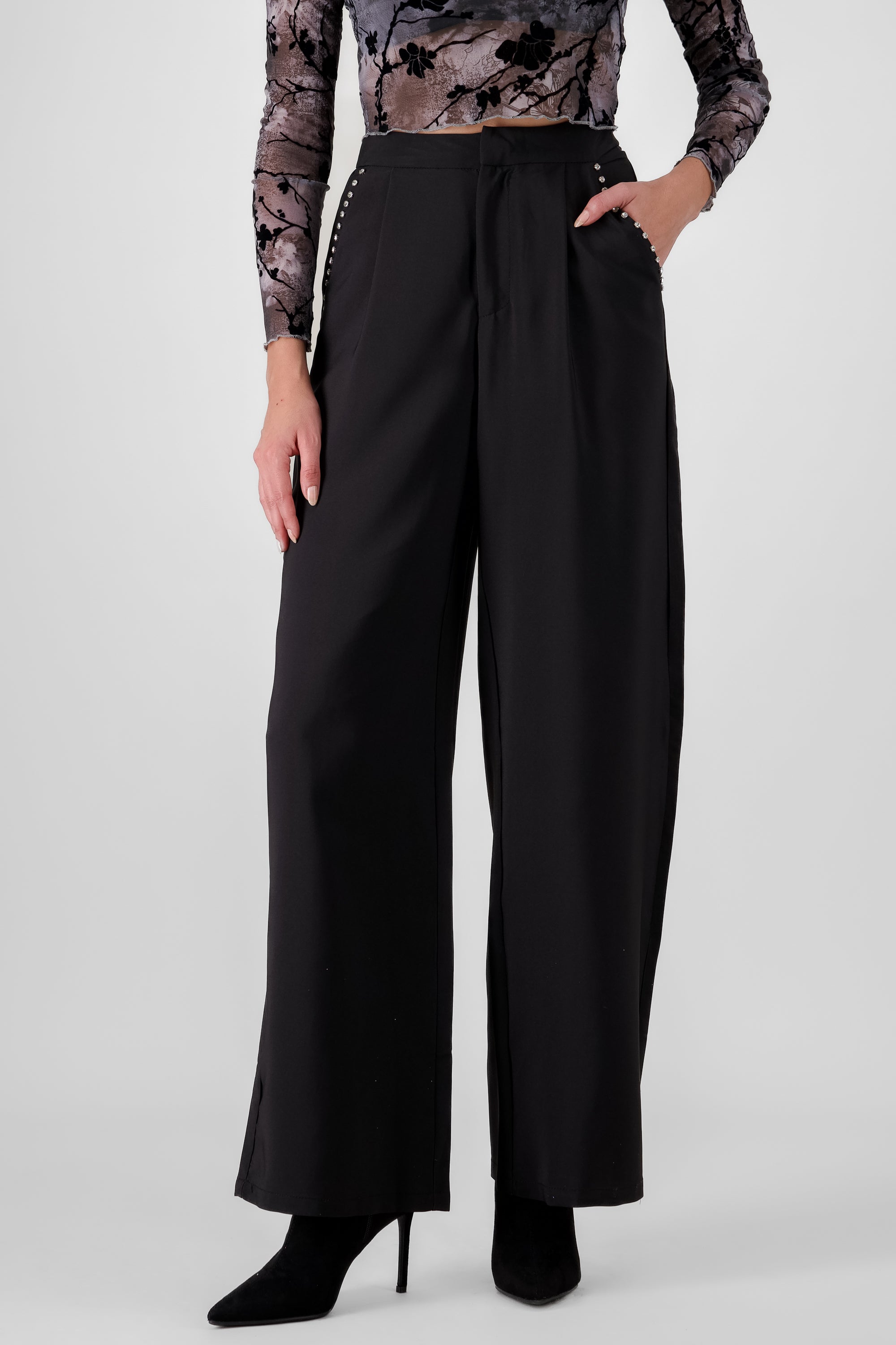 Glitter Detail Pants BLACK