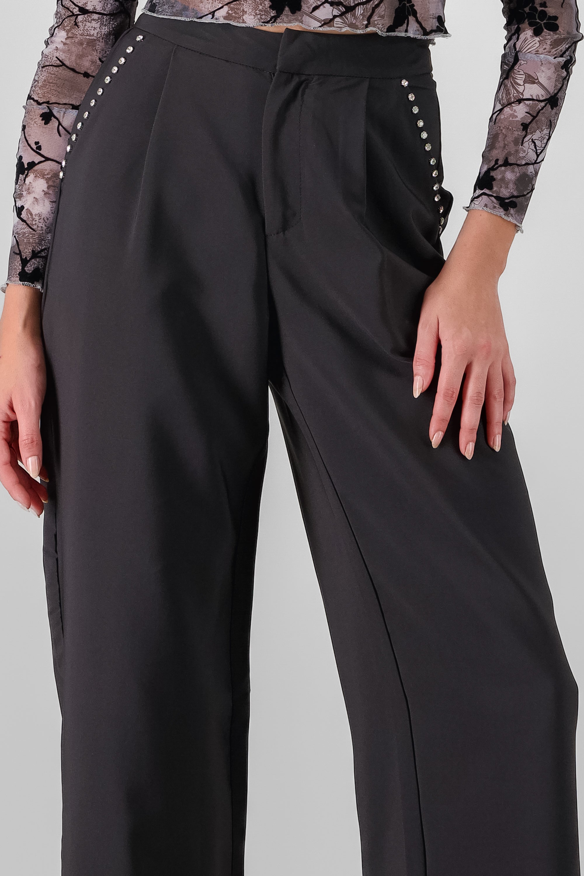 Glitter Detail Pants BLACK