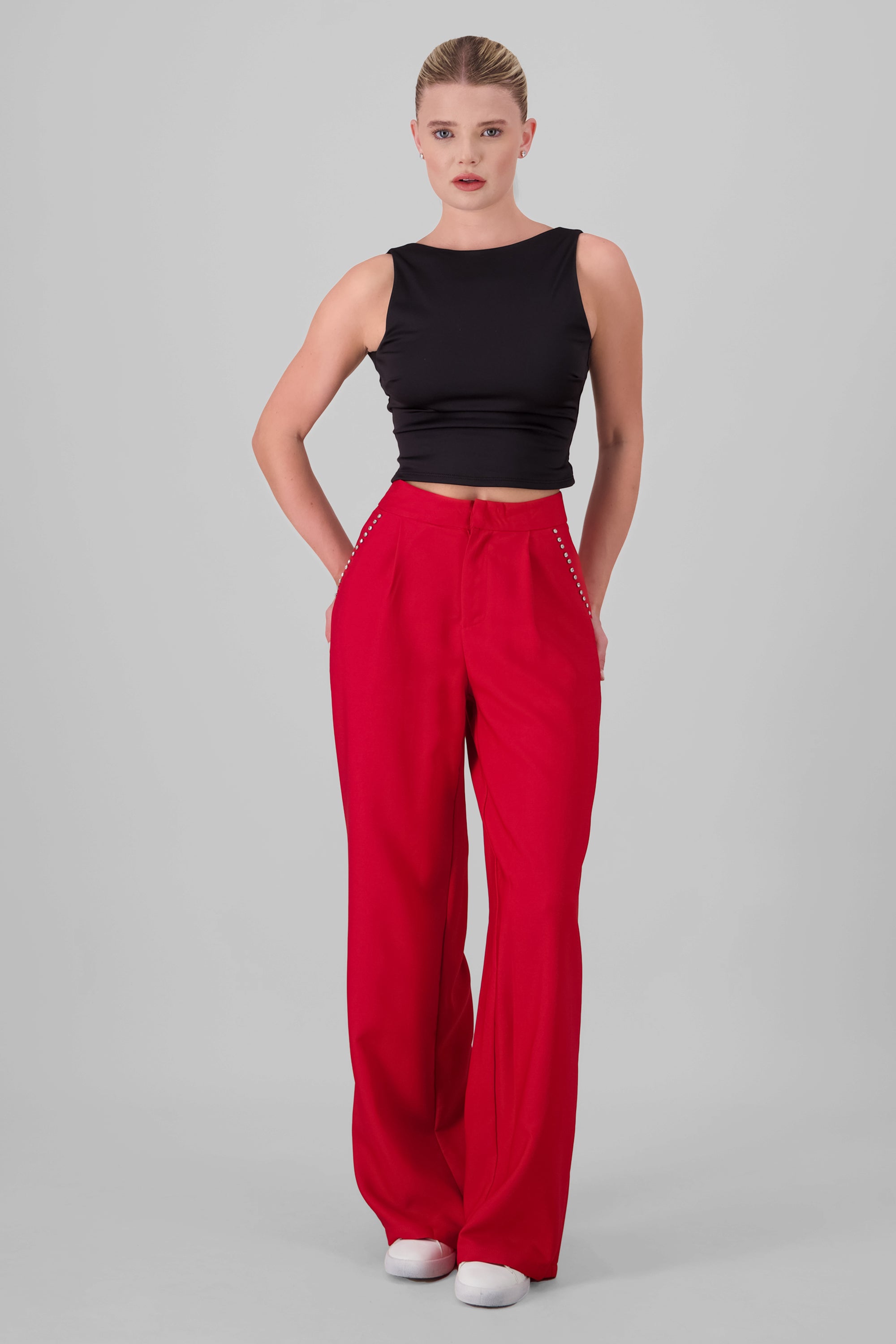 Glitter Detail Pants RED