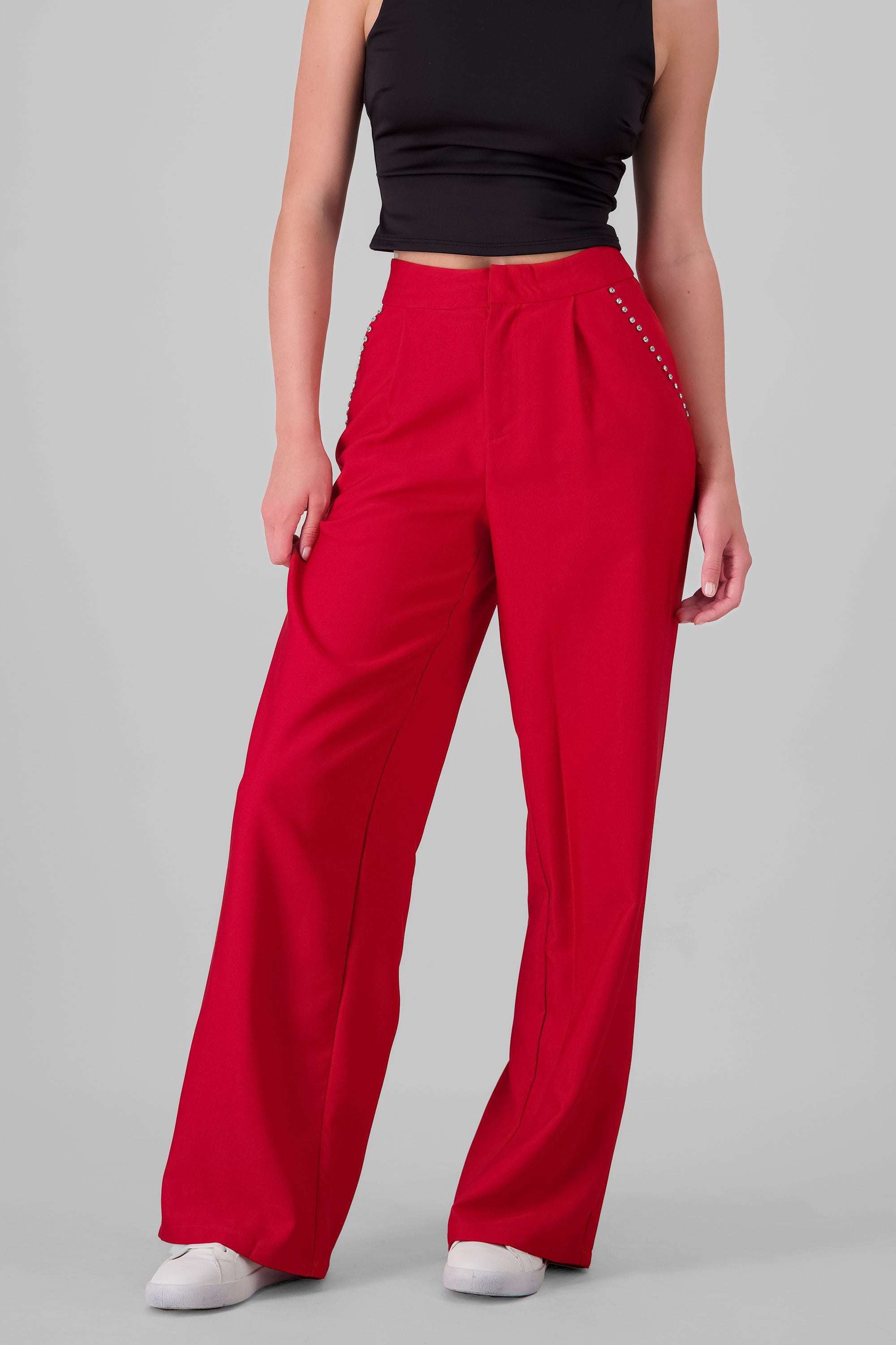 Glitter Detail Pants RED