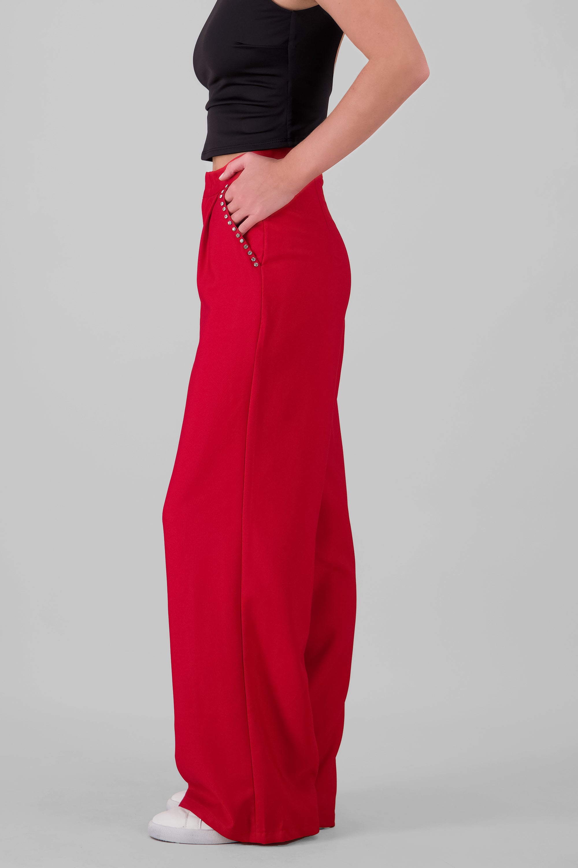 Glitter Detail Pants RED