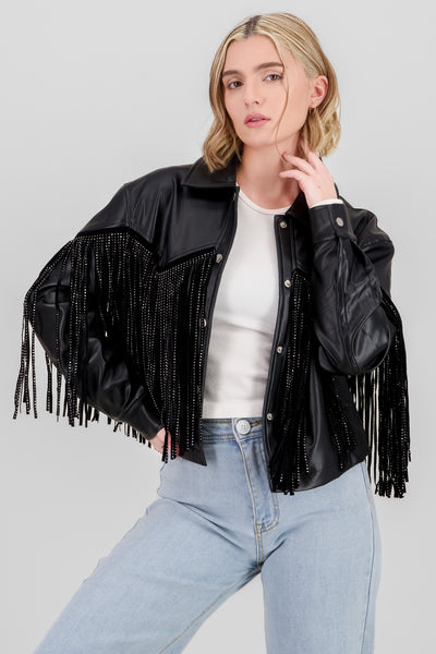 Fringe Glitter Jacket BLACK