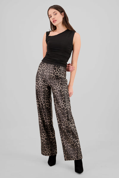 Shiny Animal Print Pants BLACK COMBO